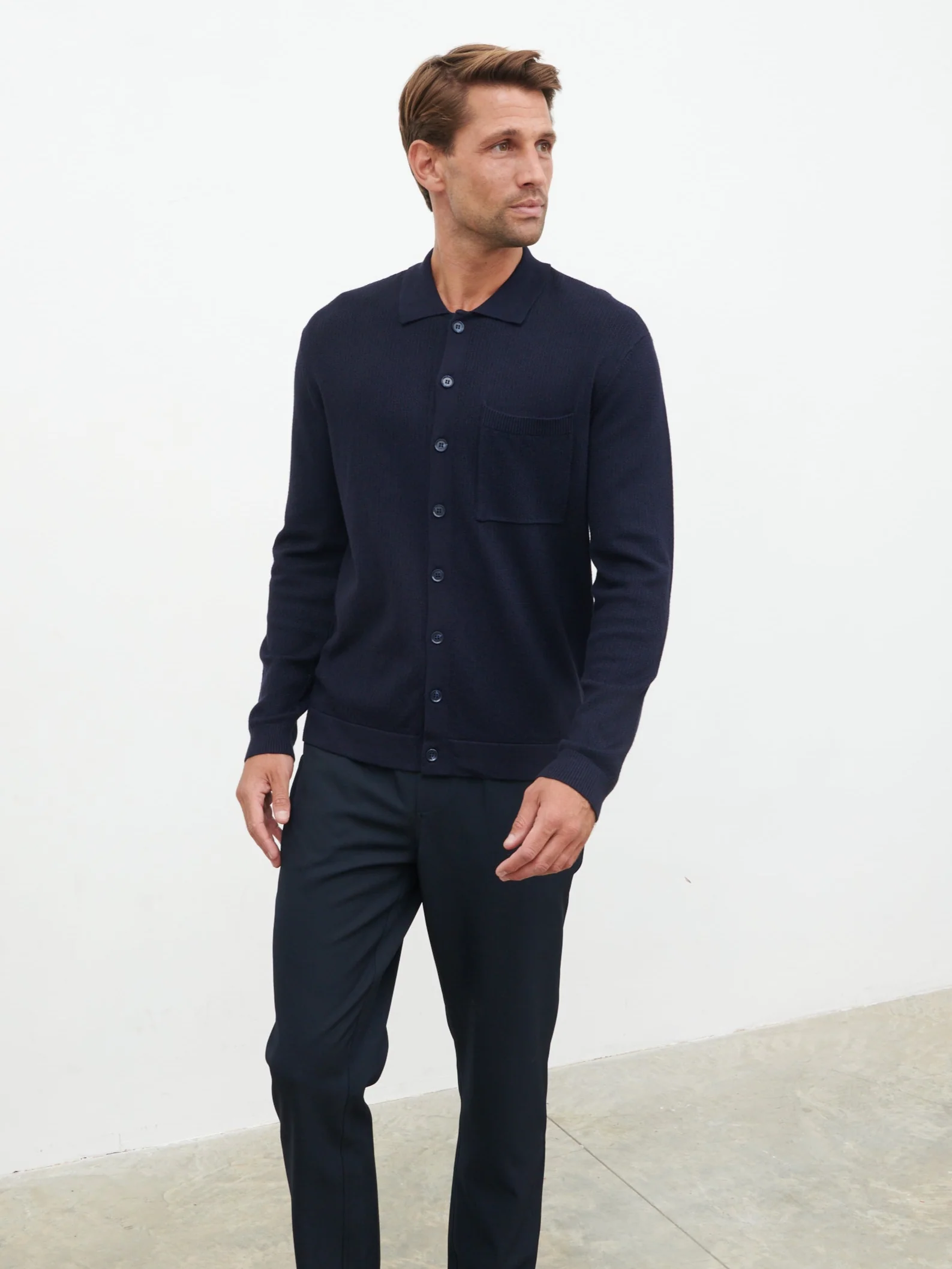 Jarvis Long Sleeve Knit Shirt - Navy - Image 4
