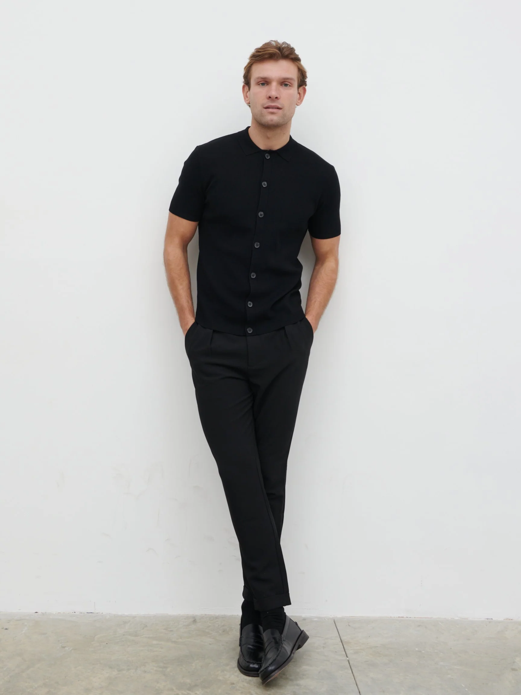 Jasper Button Down Knitted Shirt - Black - Image 5
