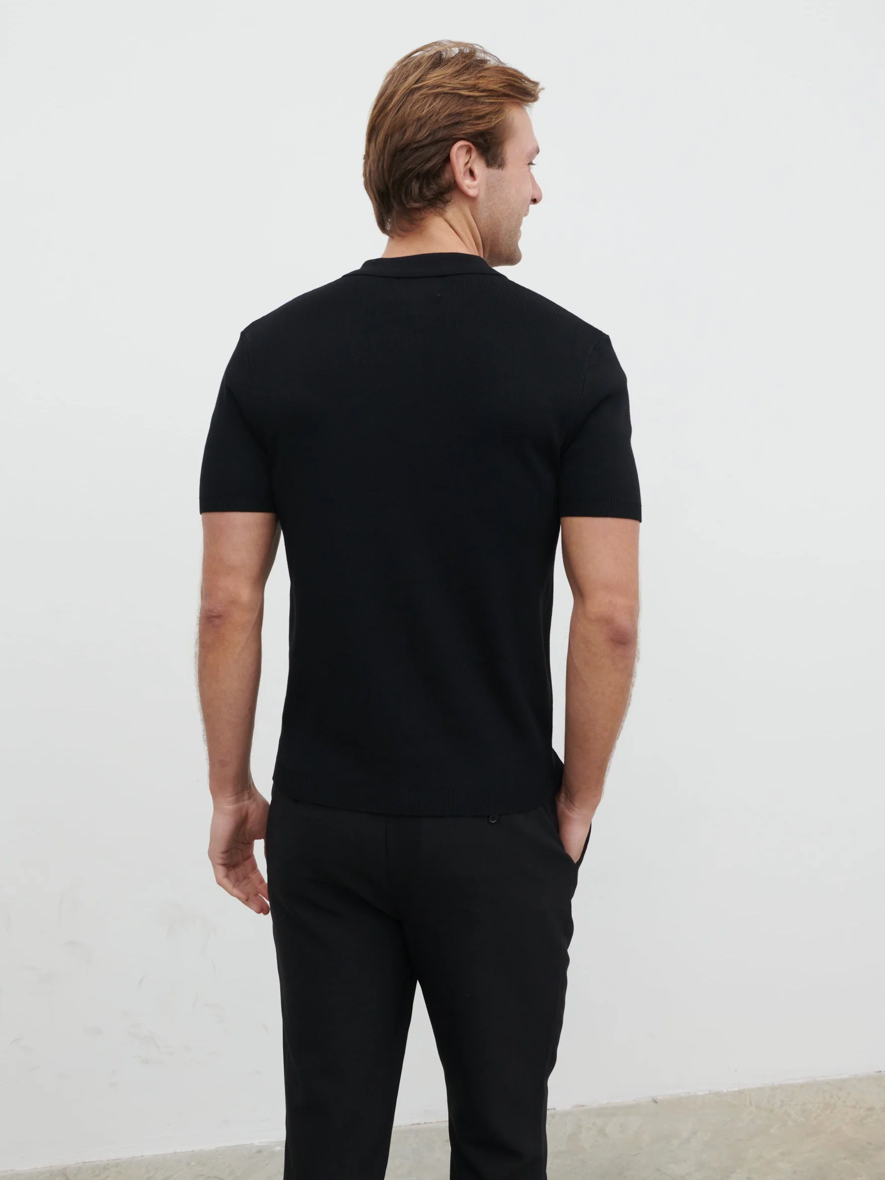 Jasper Button Down Knitted Shirt - Black - Image 8
