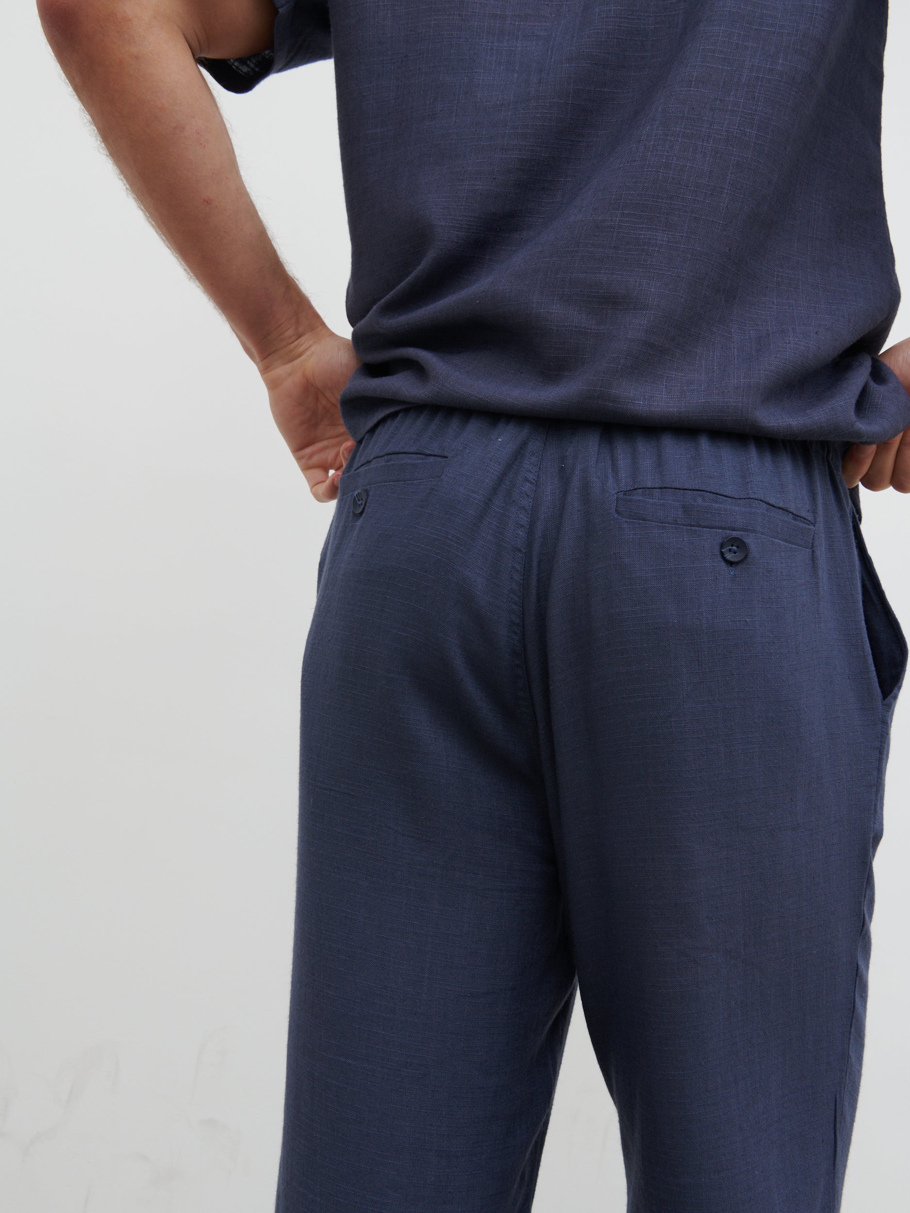 Jenson Linen Trousers - Navy - Image 3