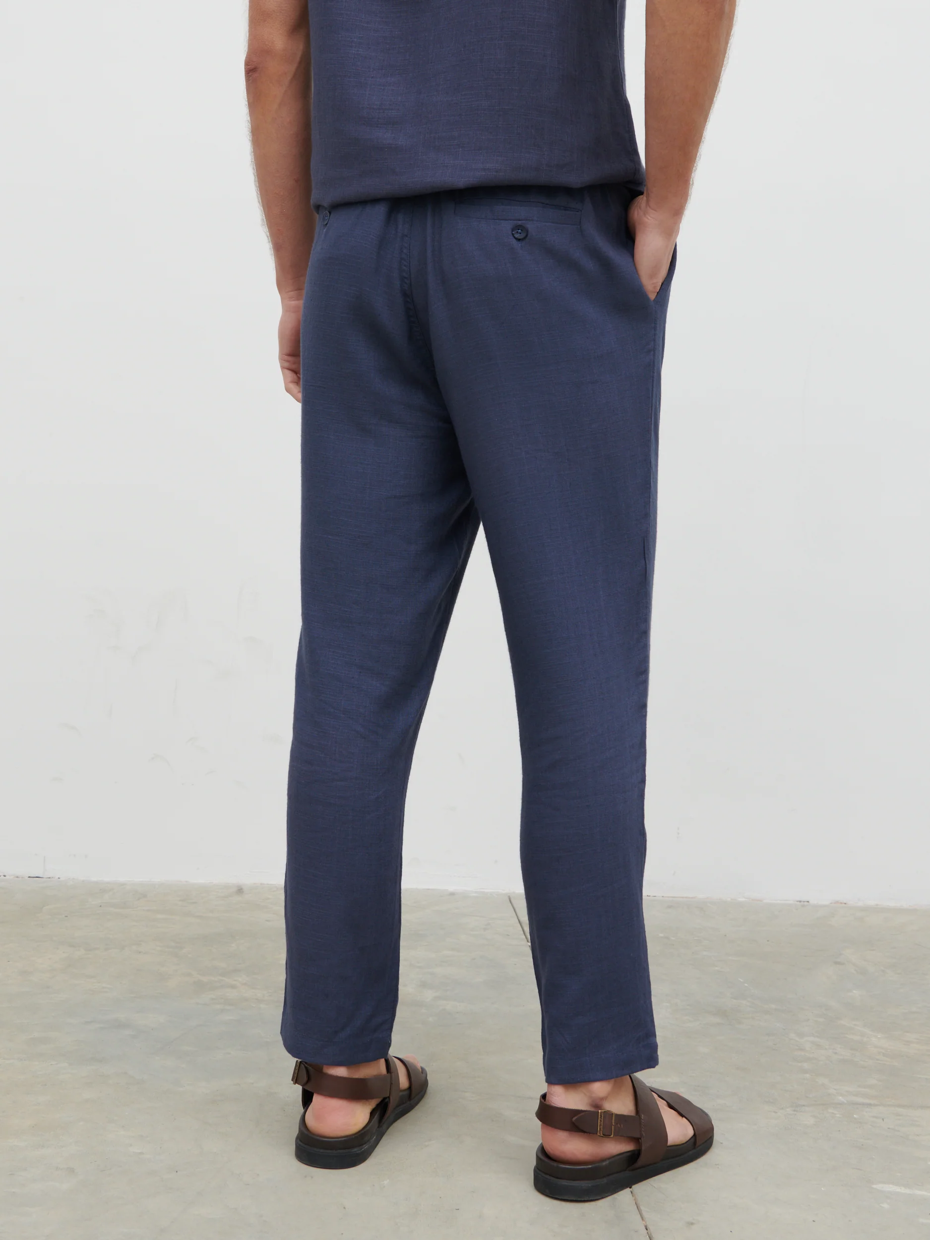 Jenson Linen Trousers - Navy - Image 4