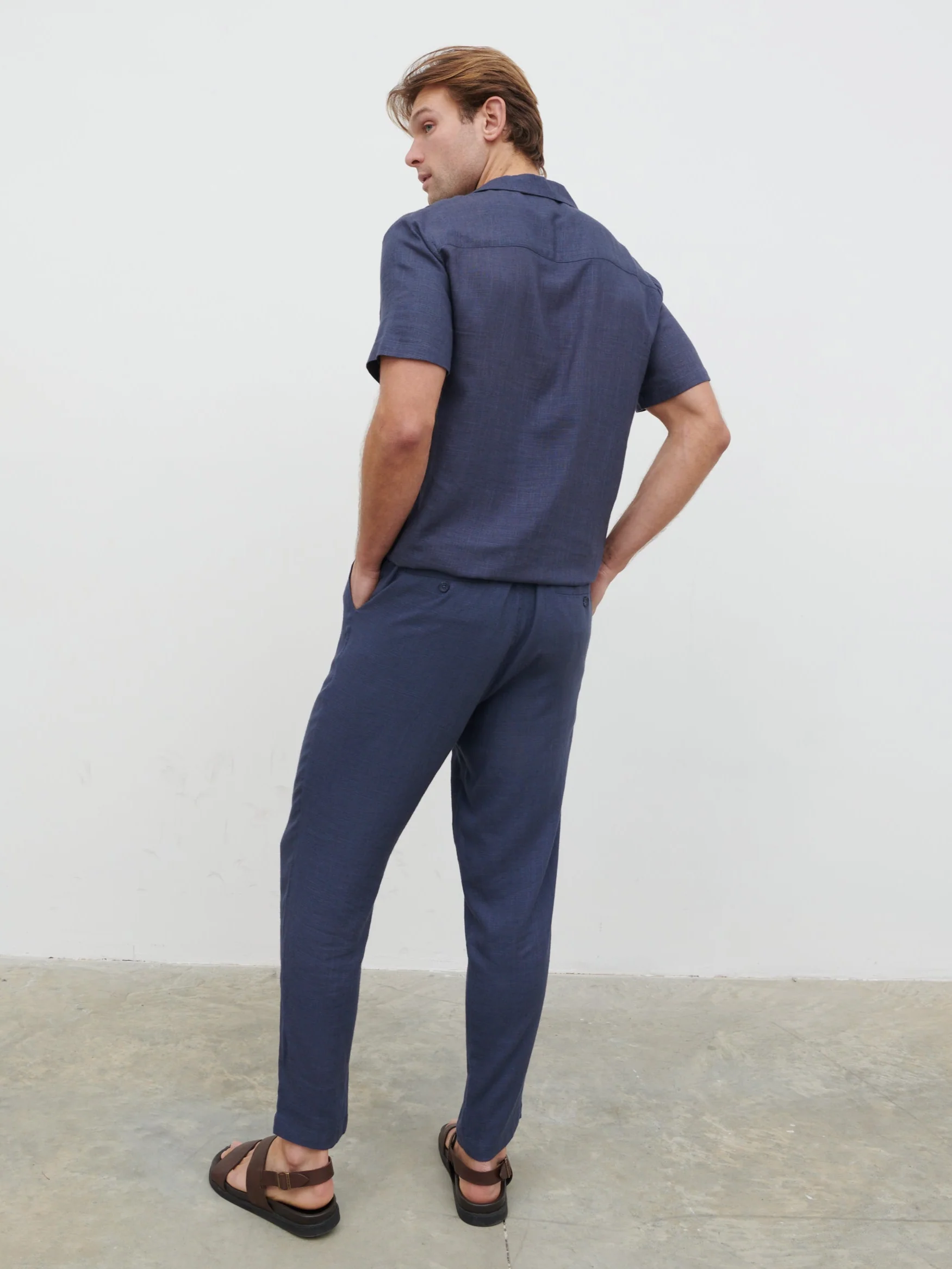 Jenson Linen Trousers - Navy - Image 5