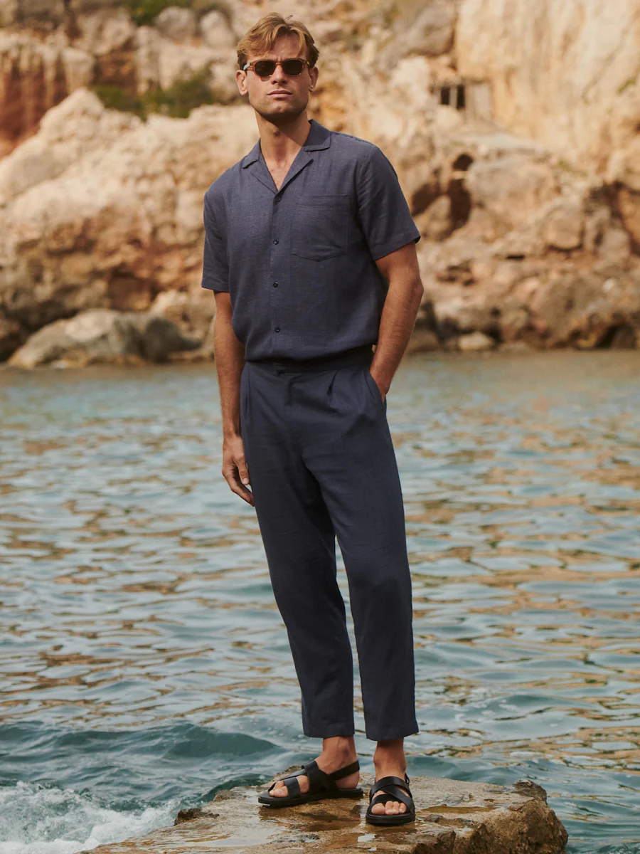 Jenson Linen Trousers - Navy - Image 6