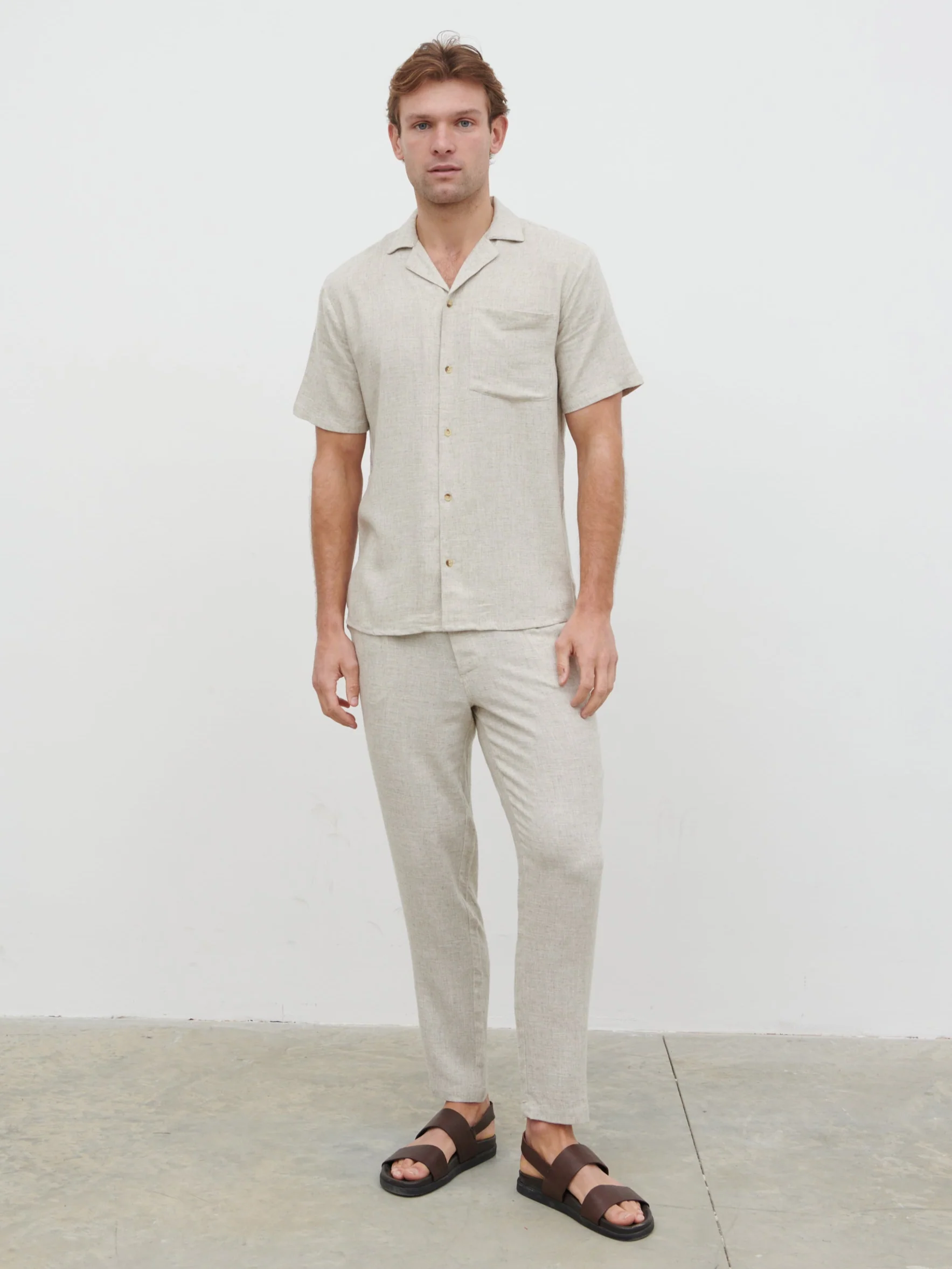 Jenson Short Sleeve Linen Shirt - Natural - Image 3