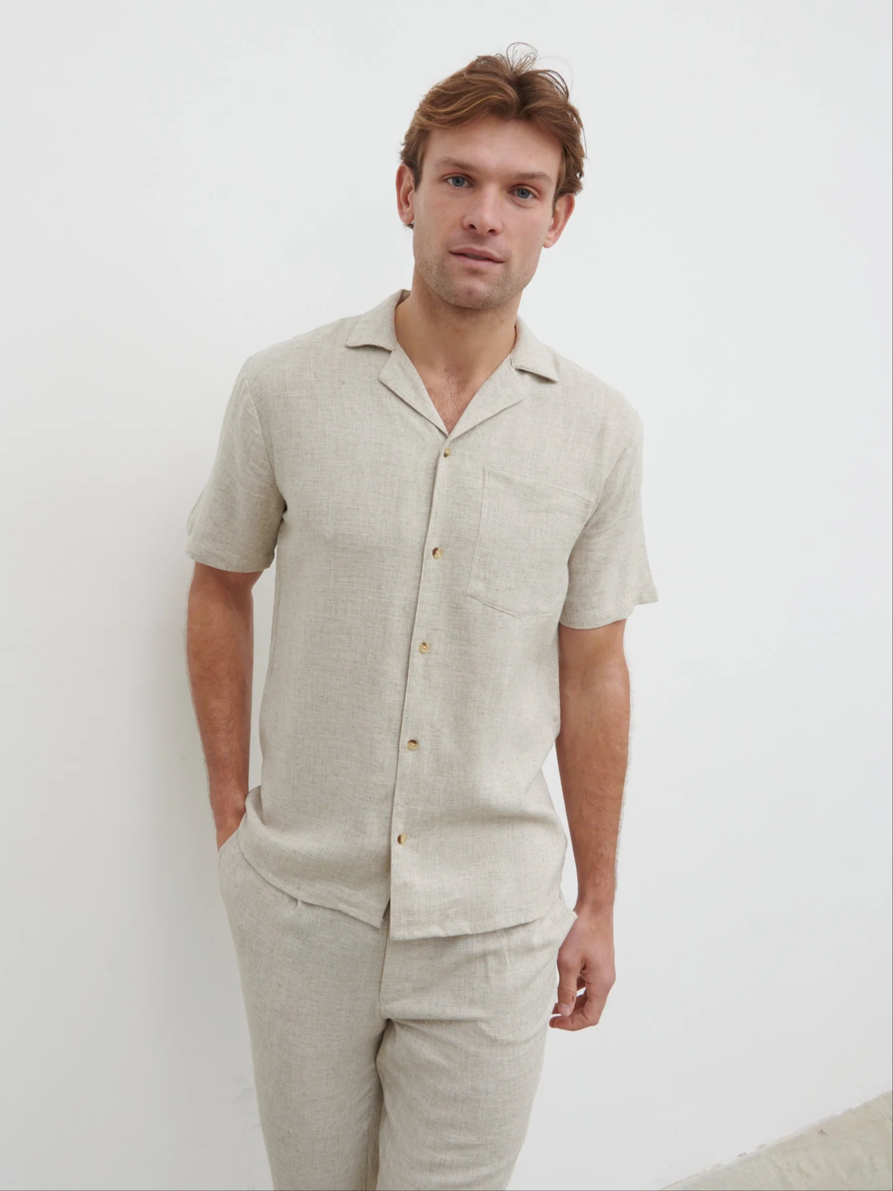 Jenson Short Sleeve Linen Shirt - Natural - Image 4