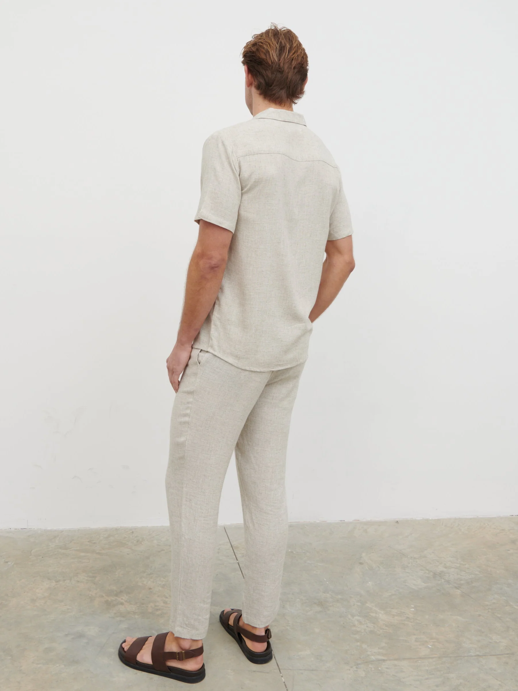 Jenson Short Sleeve Linen Shirt - Natural - Image 5