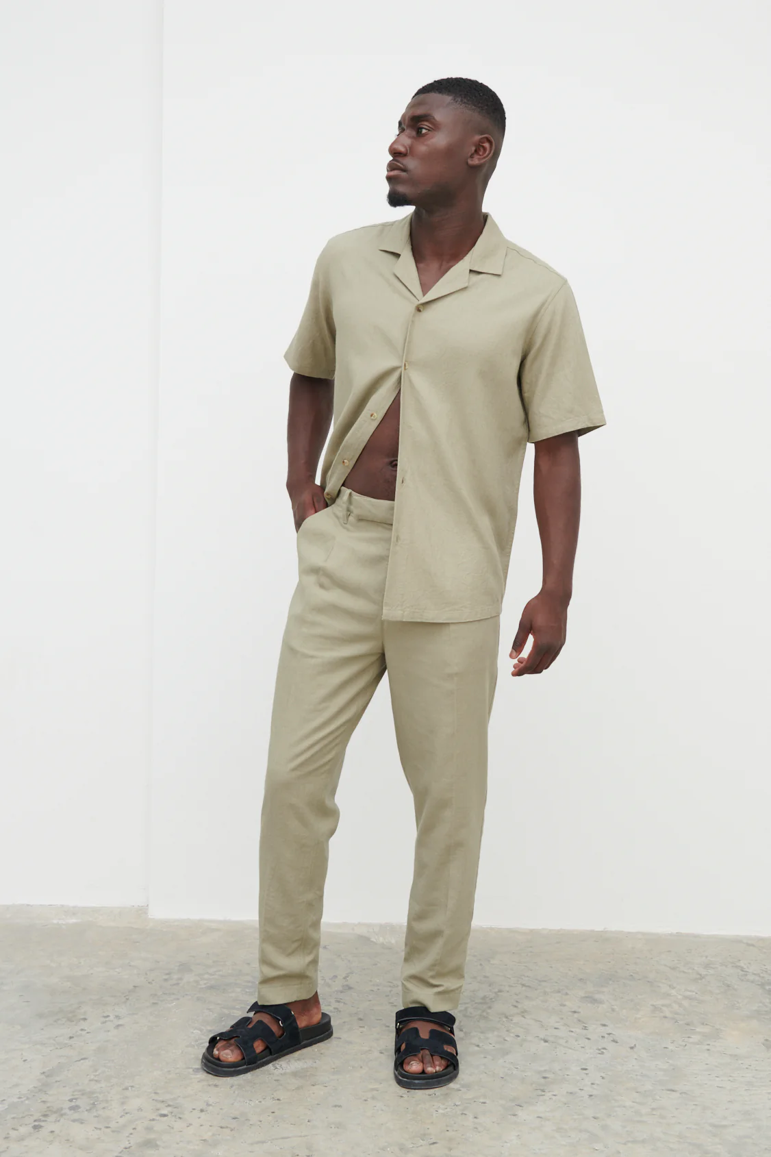 Joel Linen Trousers - Olive - Image 5
