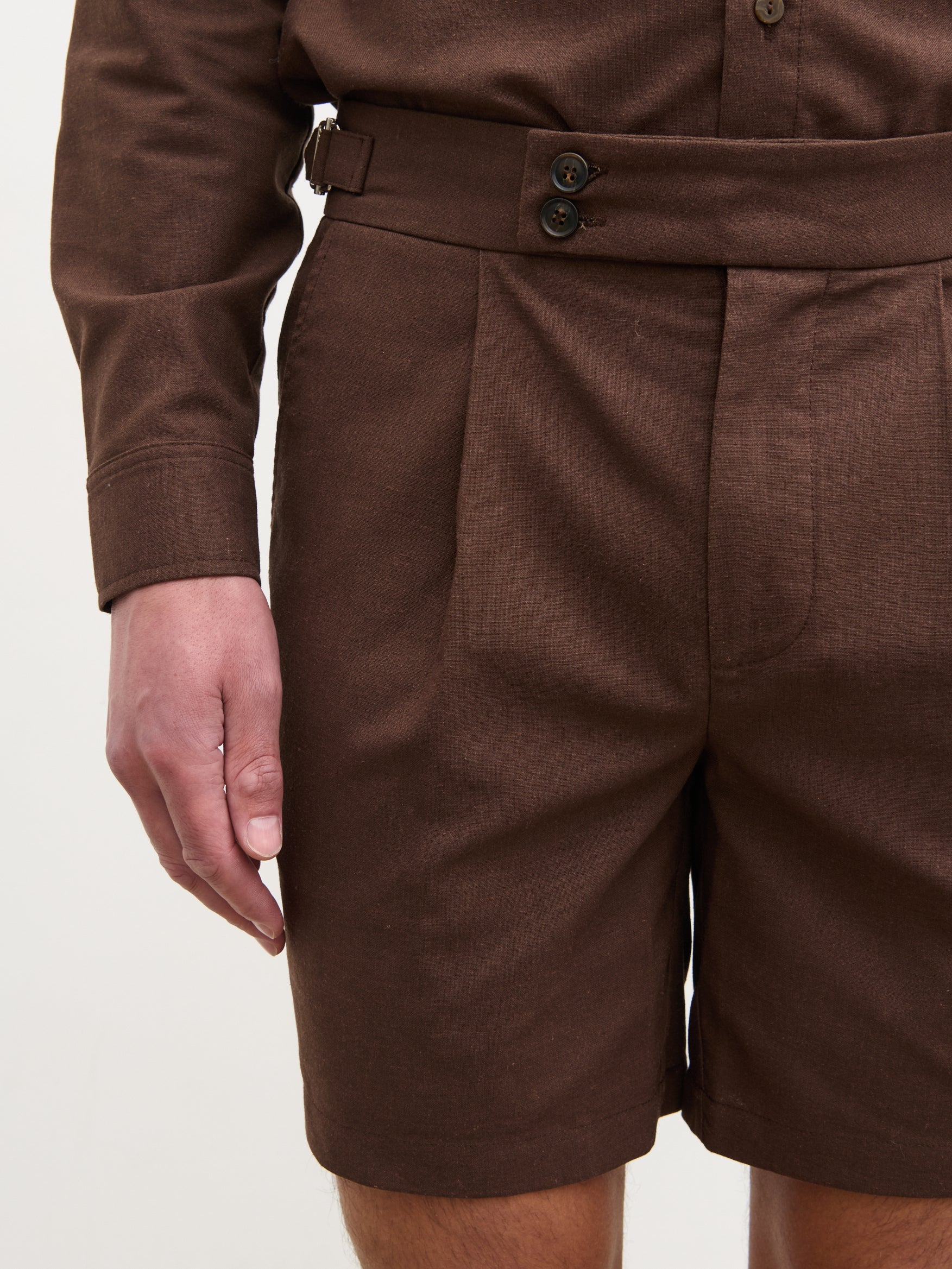 Josh Smart Linen Shorts - Brown - Image 3