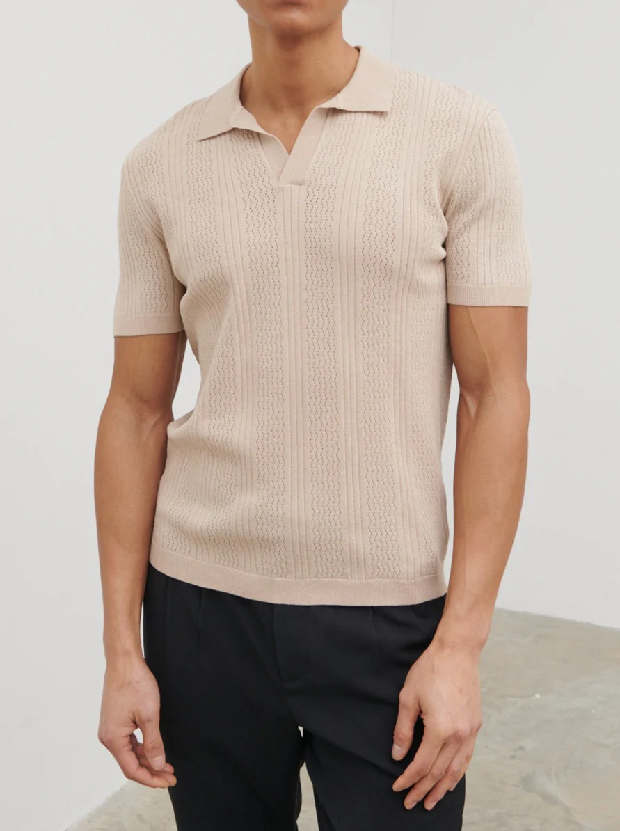 Beige Polo Tops