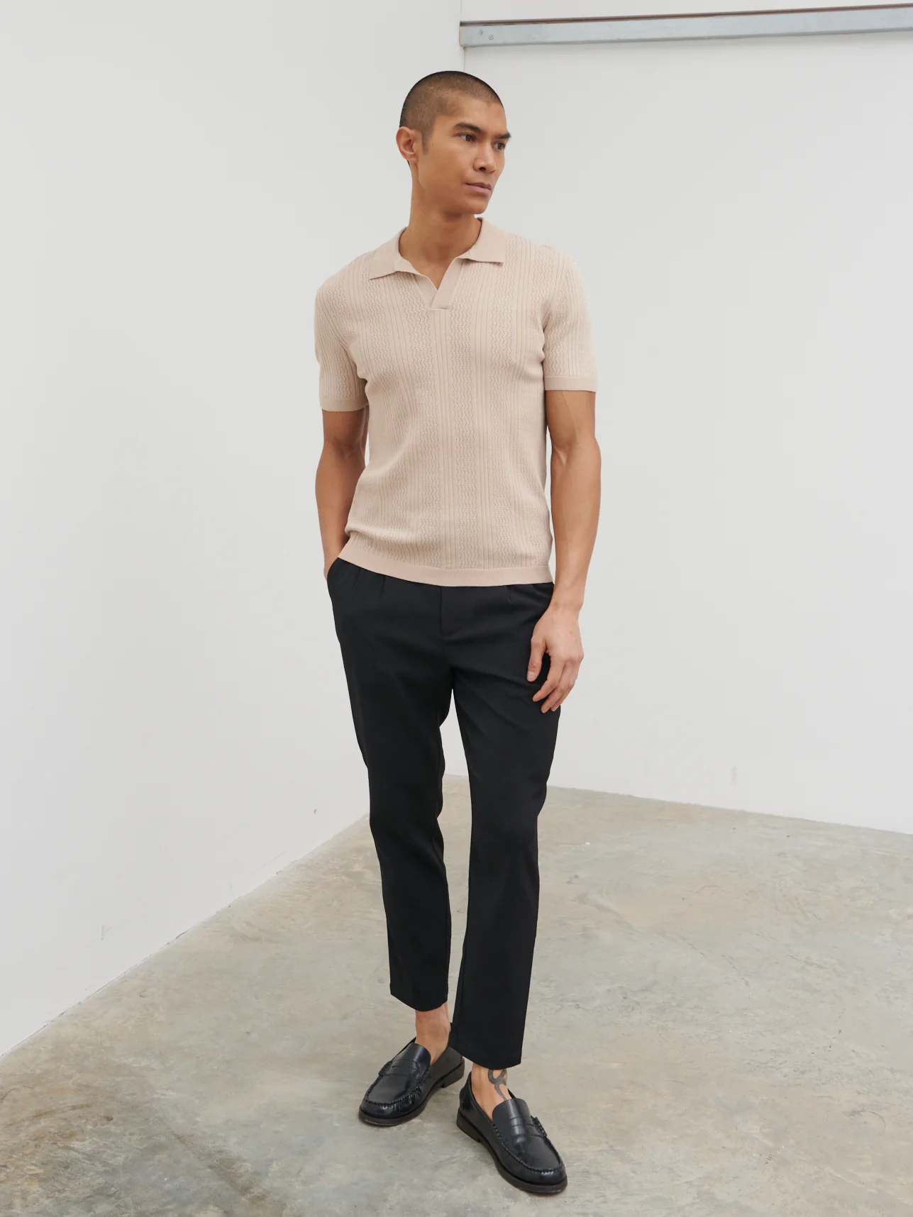 Jude Knit Polo - Beige - Image 3