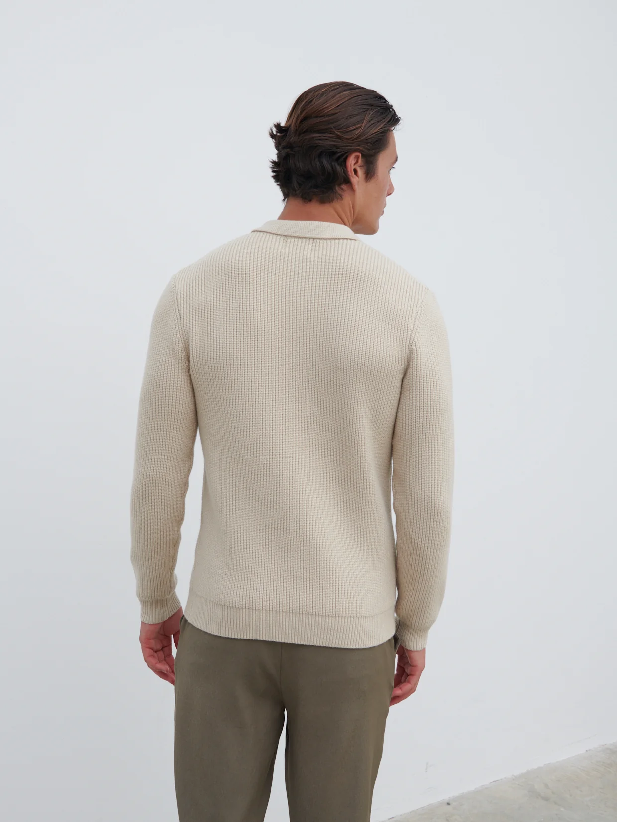 Kai Fisherman Rib Half Zip Jumper - Oatmeal - Image 4