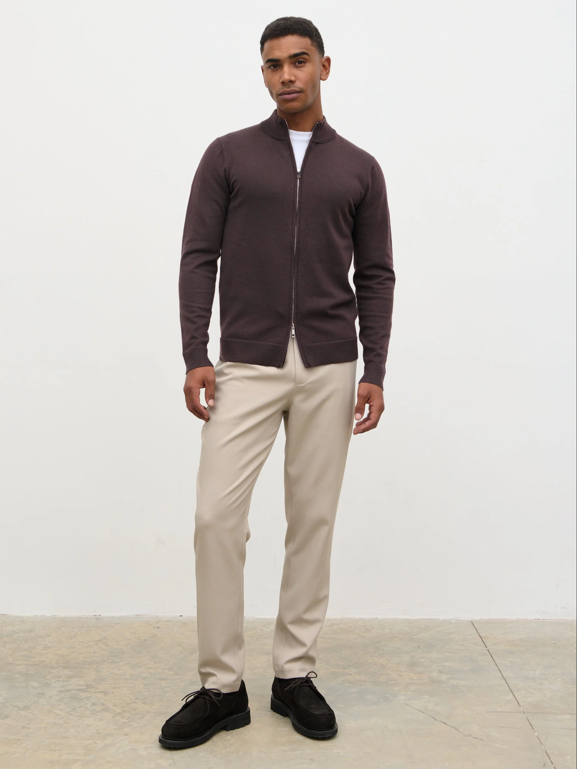 Levi Zip Knit Jacket - Chocolate Brown - Image 2