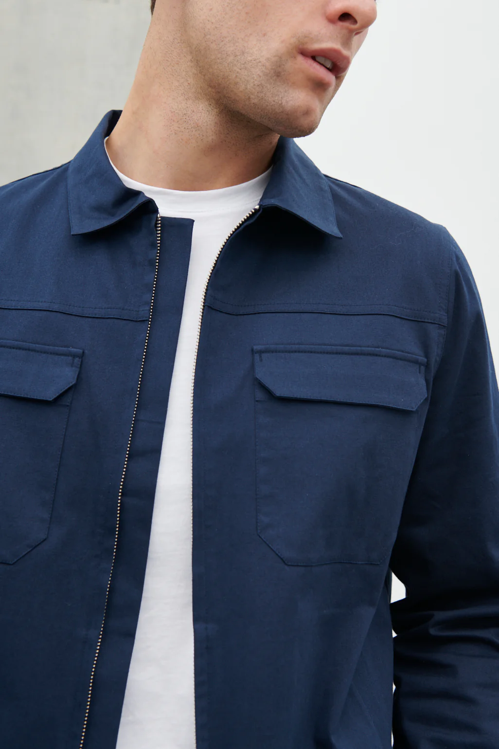 Lucas Zip Down Boxy Shacket - Navy - Image 3