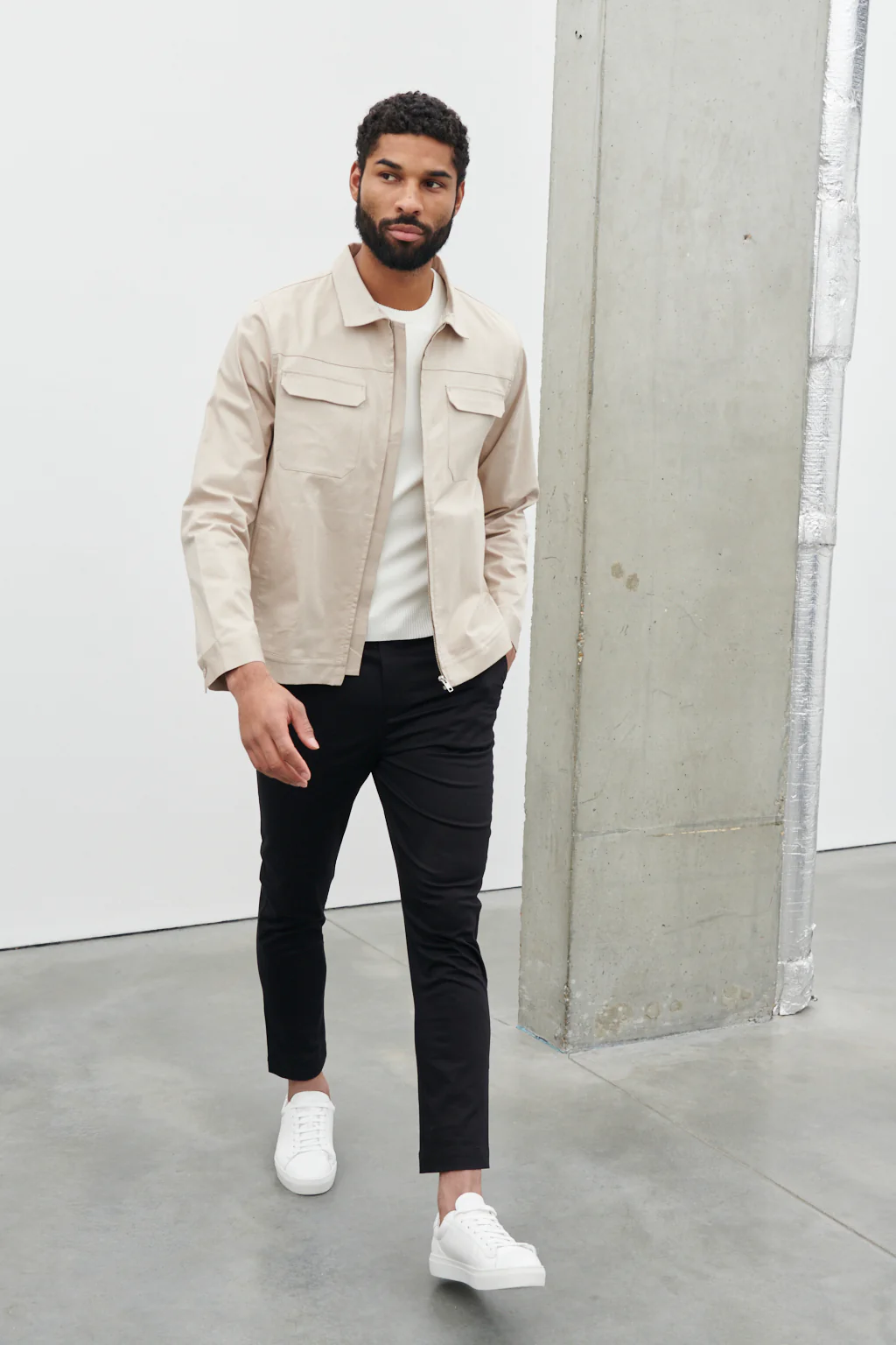 Lucas Zip Down Boxy Shacket - Stone - Image 4