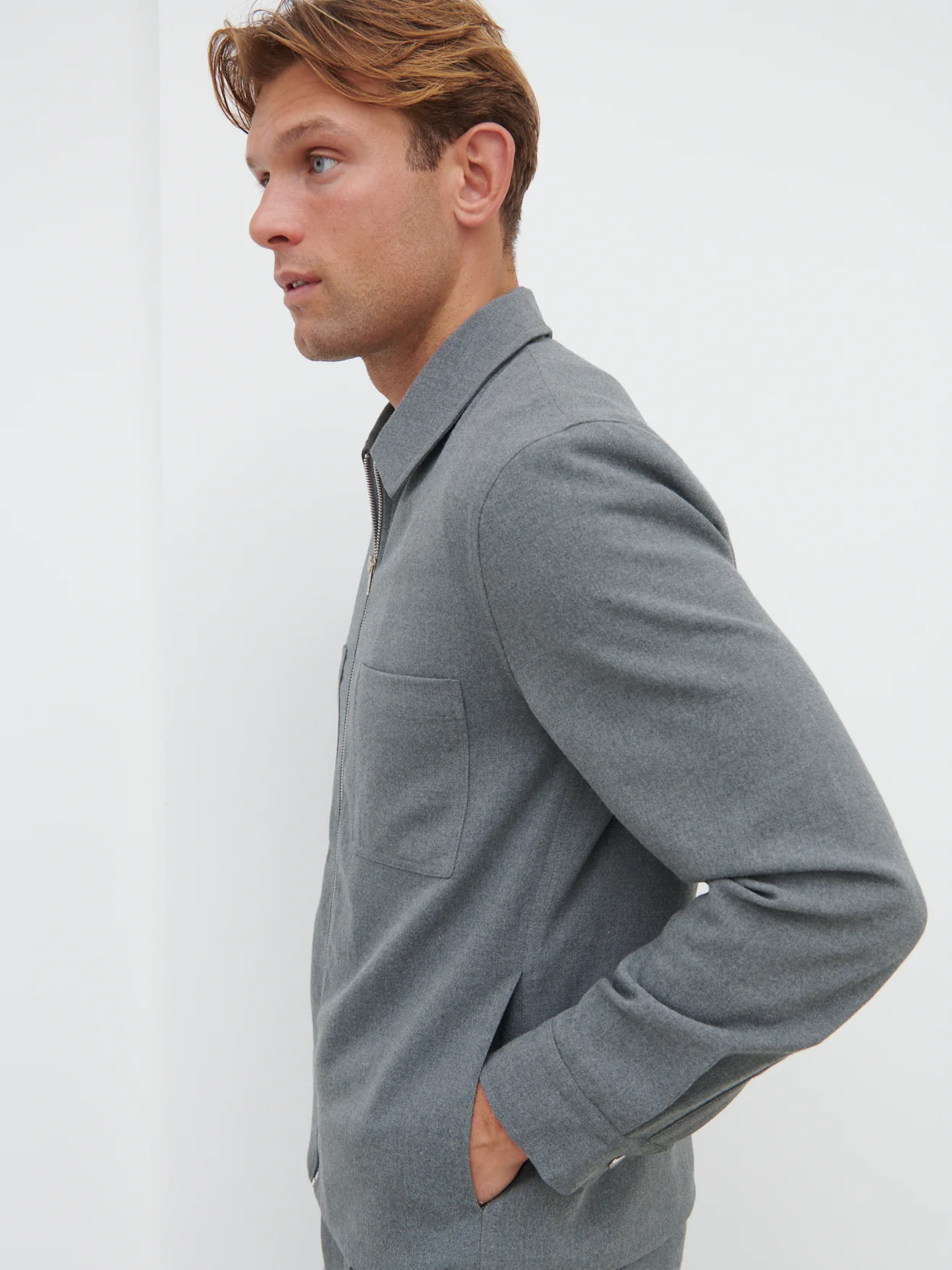 Malcolm Collared Jacket - Grey Melange - Image 3