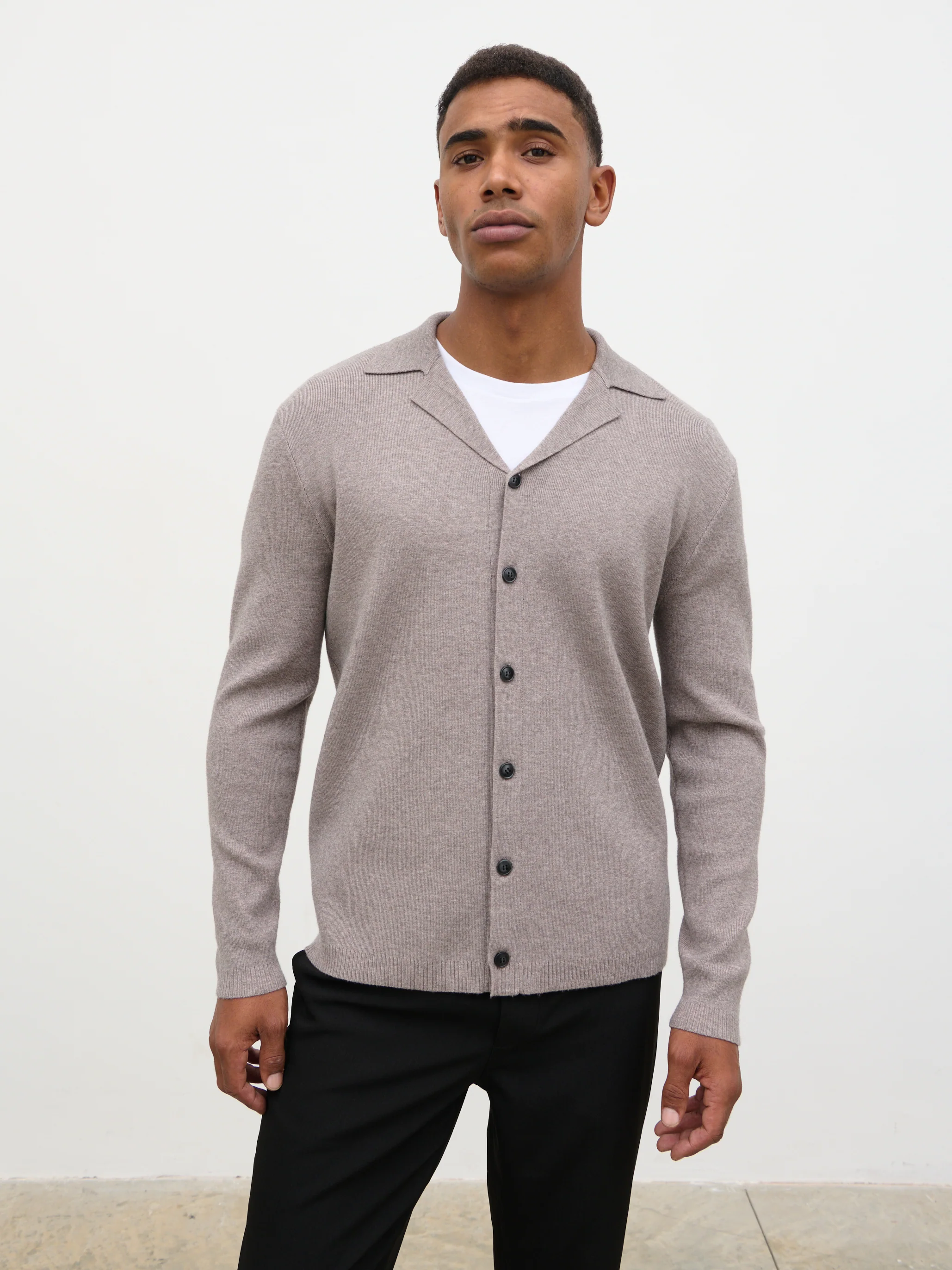 Marley Cuban Collar Knit Shirt - Mushroom - Image 6