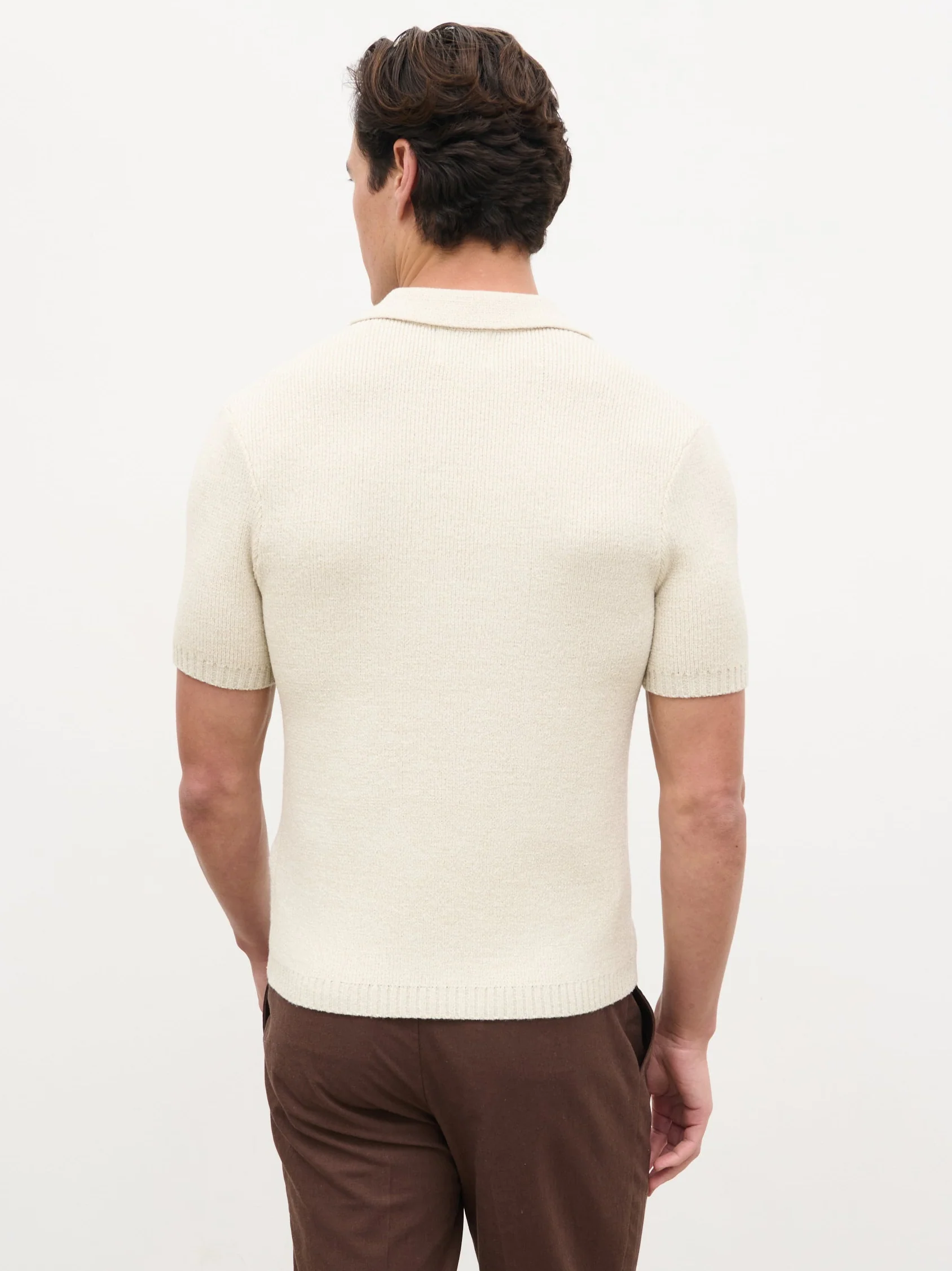 Mason Fine Tape Knit Polo - Light Grey - Image 8