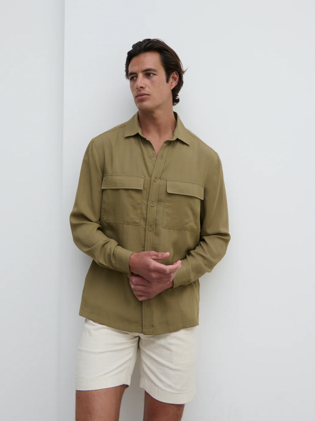 Milo Pocket Long Sleeve Shirt - Dark Olive - Image 3