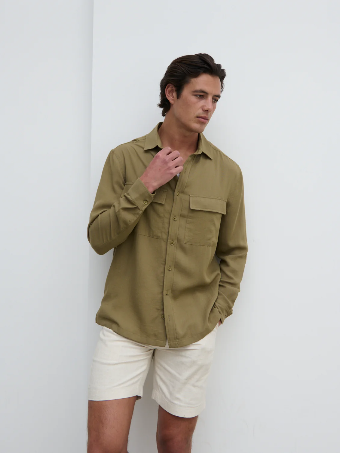 Milo Pocket Long Sleeve Shirt - Dark Olive - Image 7