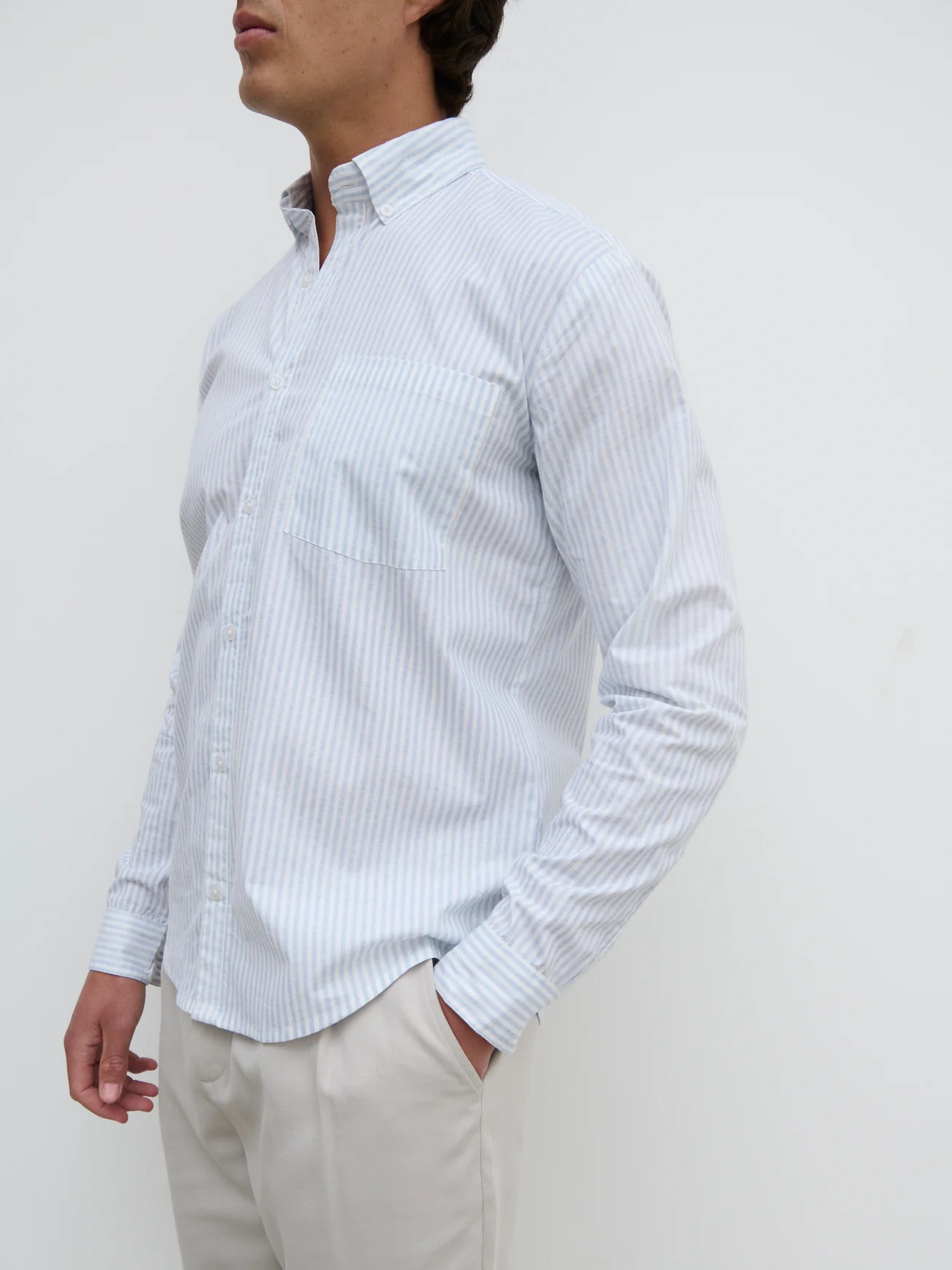 Oakley Stripe Long Sleeve Shirt - Blue and Cream Stripe - Image 5
