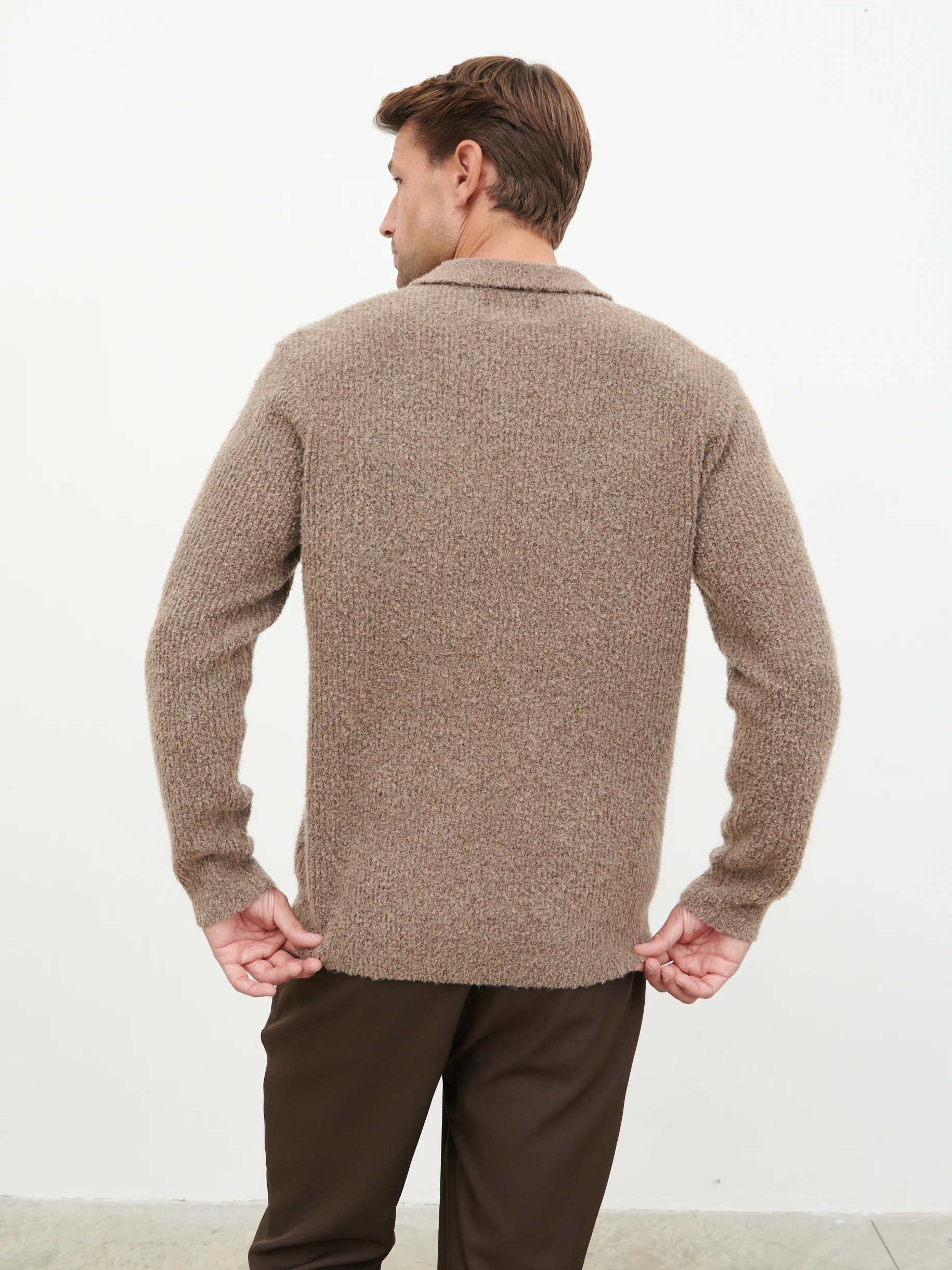 Otto Oversized Knit Polo - Light Brown - Image 8