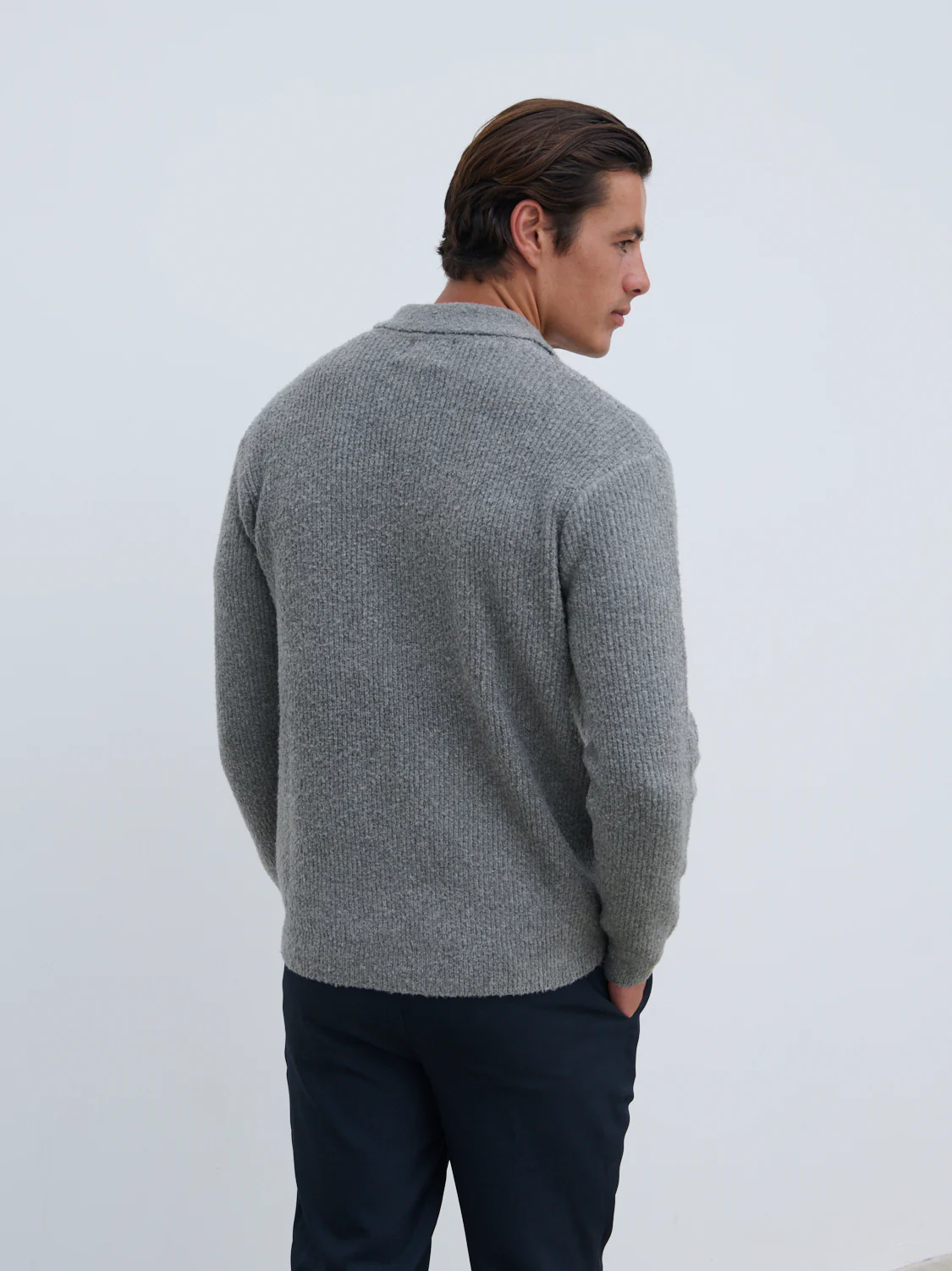 Otto Oversized Knit Polo - Charcoal - Image 5