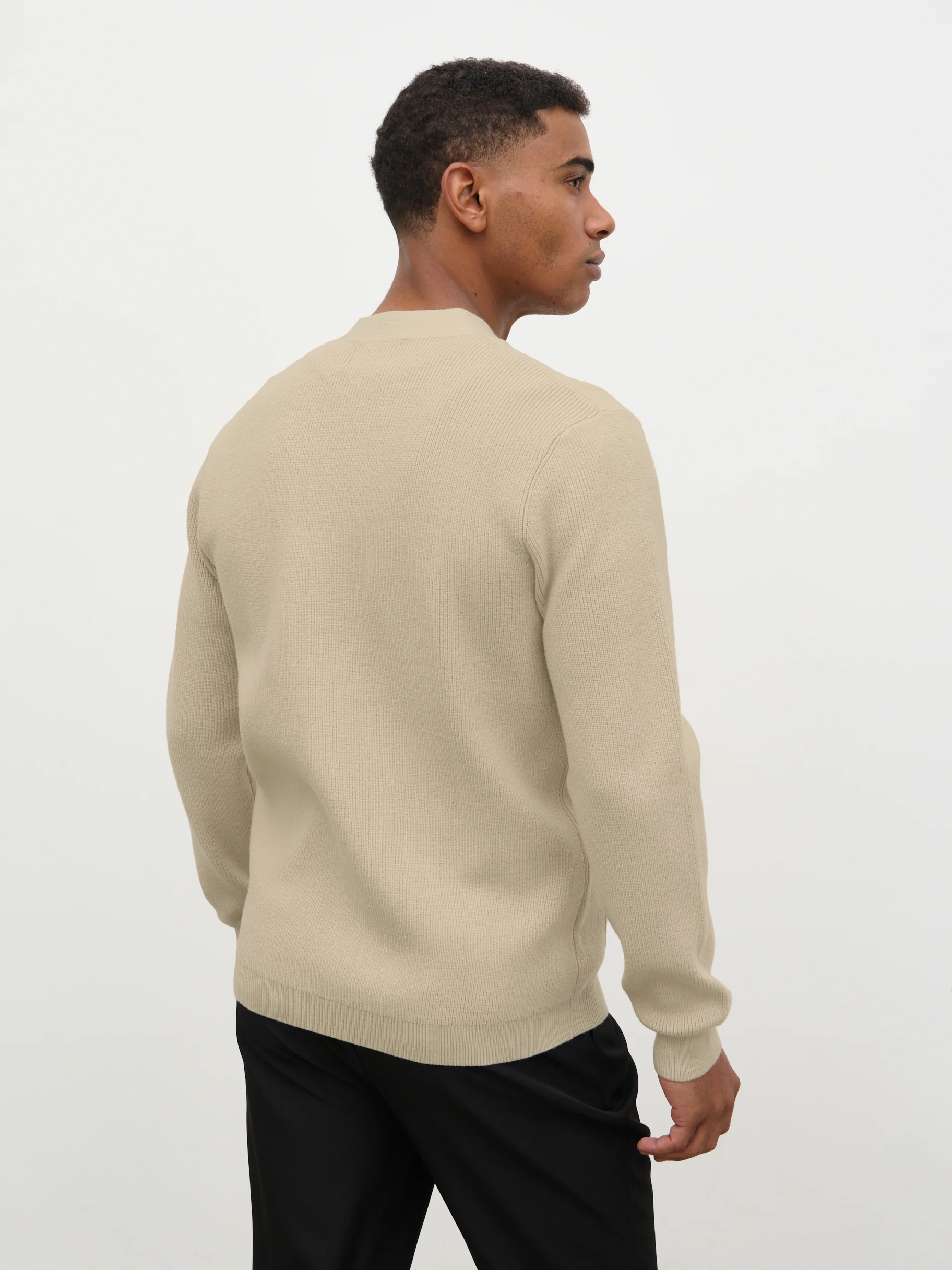 Percey Ribbed Knit Pocket Cardigan - Beige Marl - Image 4