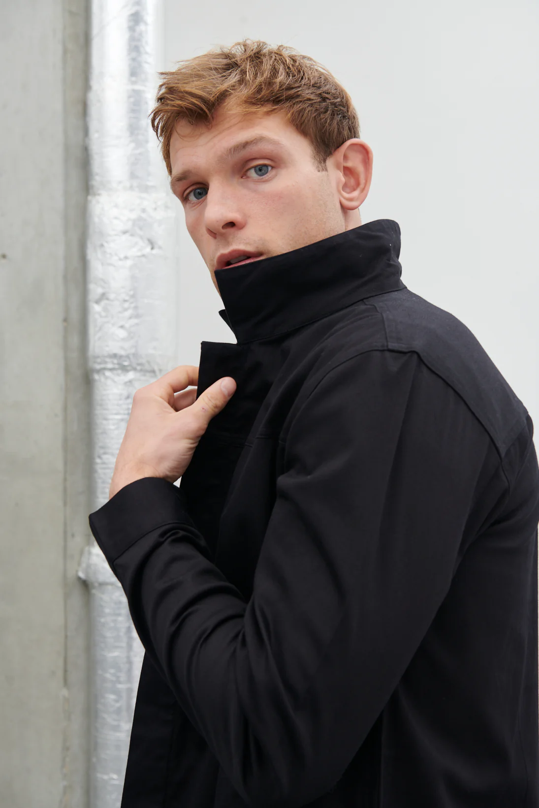 Pierre Long Line Collared Coat - Black - Image 3