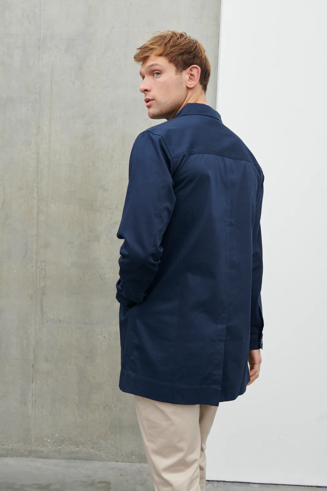 Pierre Long Line Collared Coat - Navy - Image 3