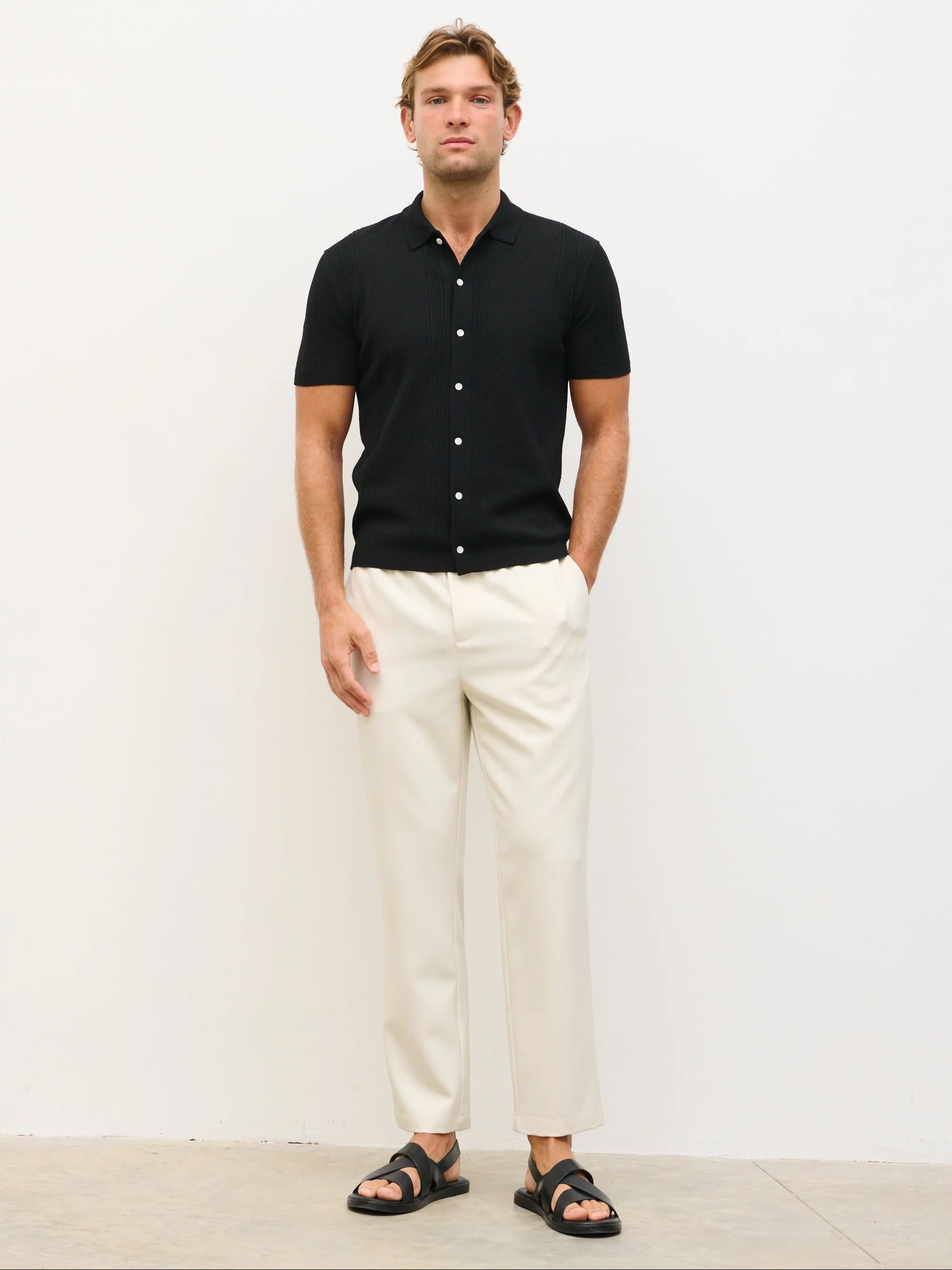 Rafael Openwork Knit Shirt - Black - Image 3