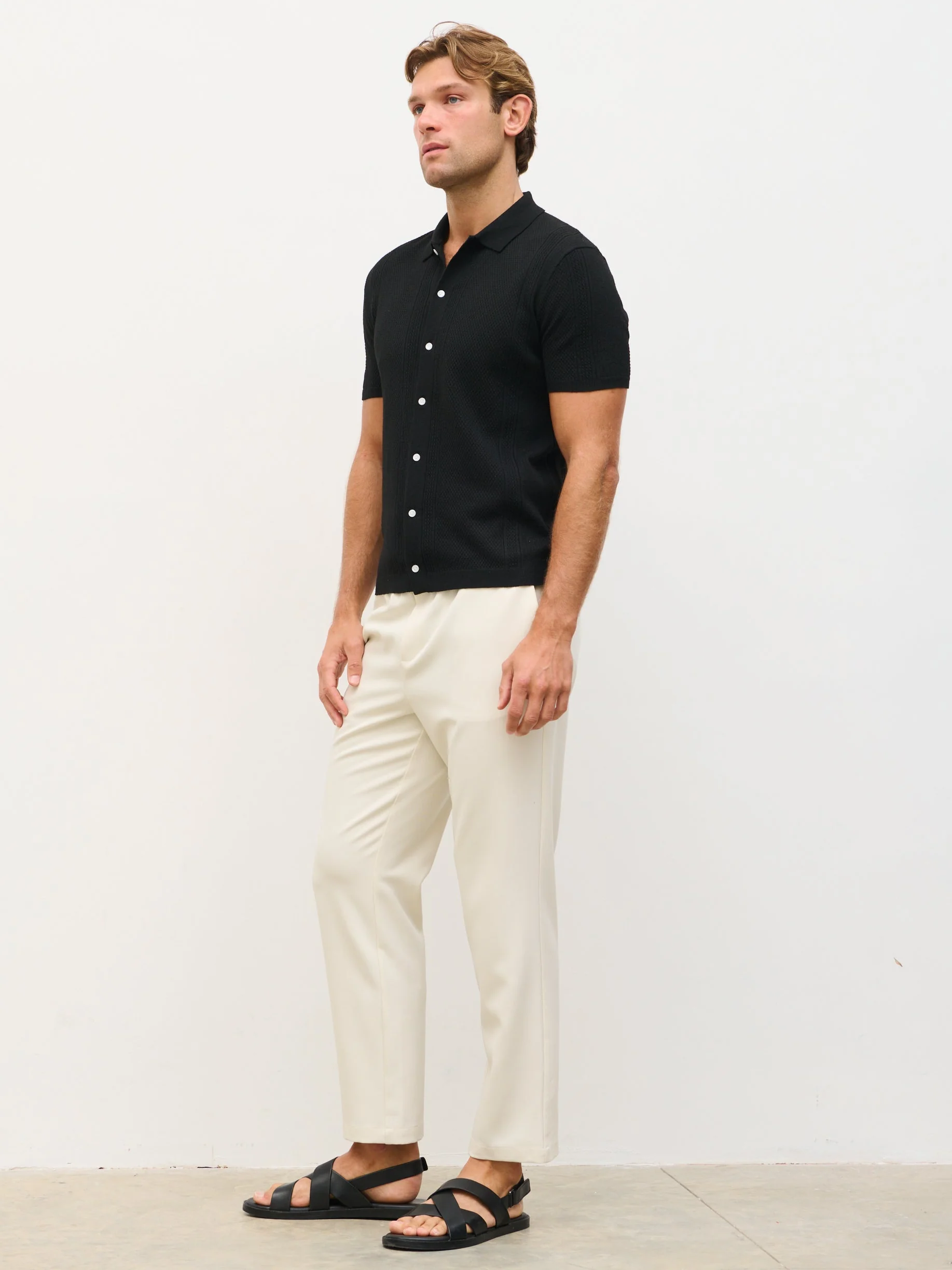 Rafael Openwork Knit Shirt - Black - Image 4