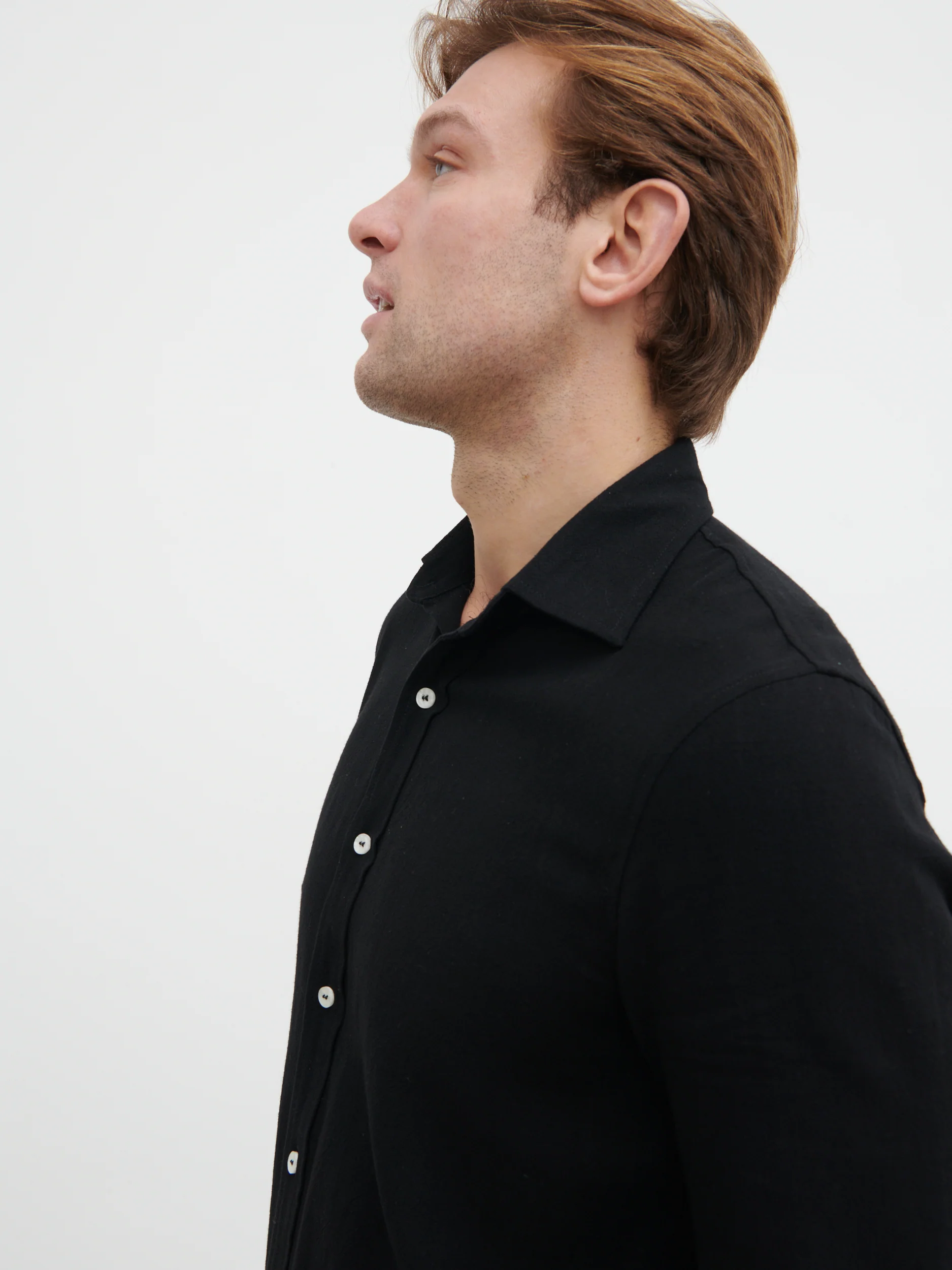 Rafe Long Sleeve Linen Shirt - Black - Image 4