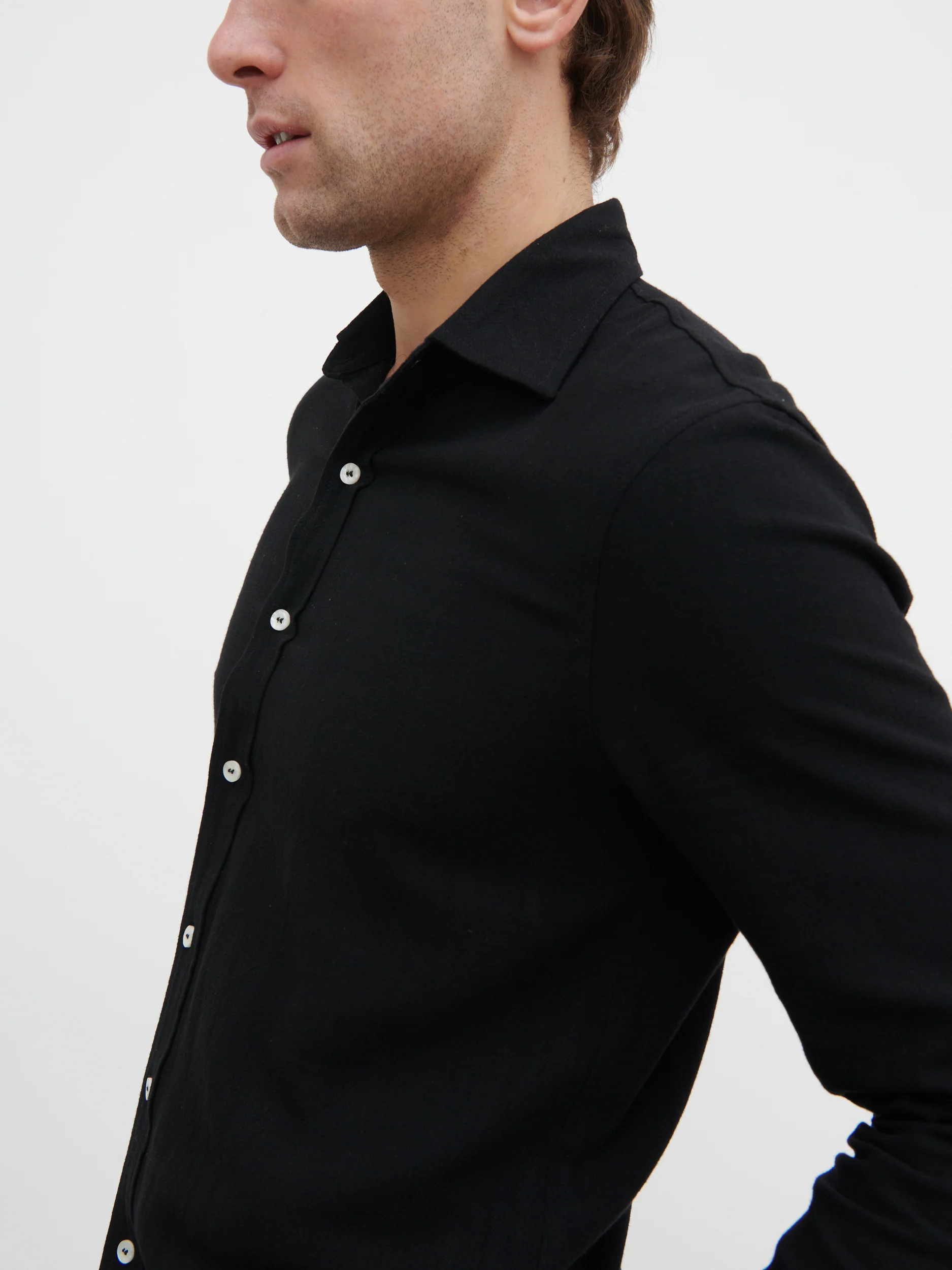 Rafe Long Sleeve Linen Shirt - Black - Image 7