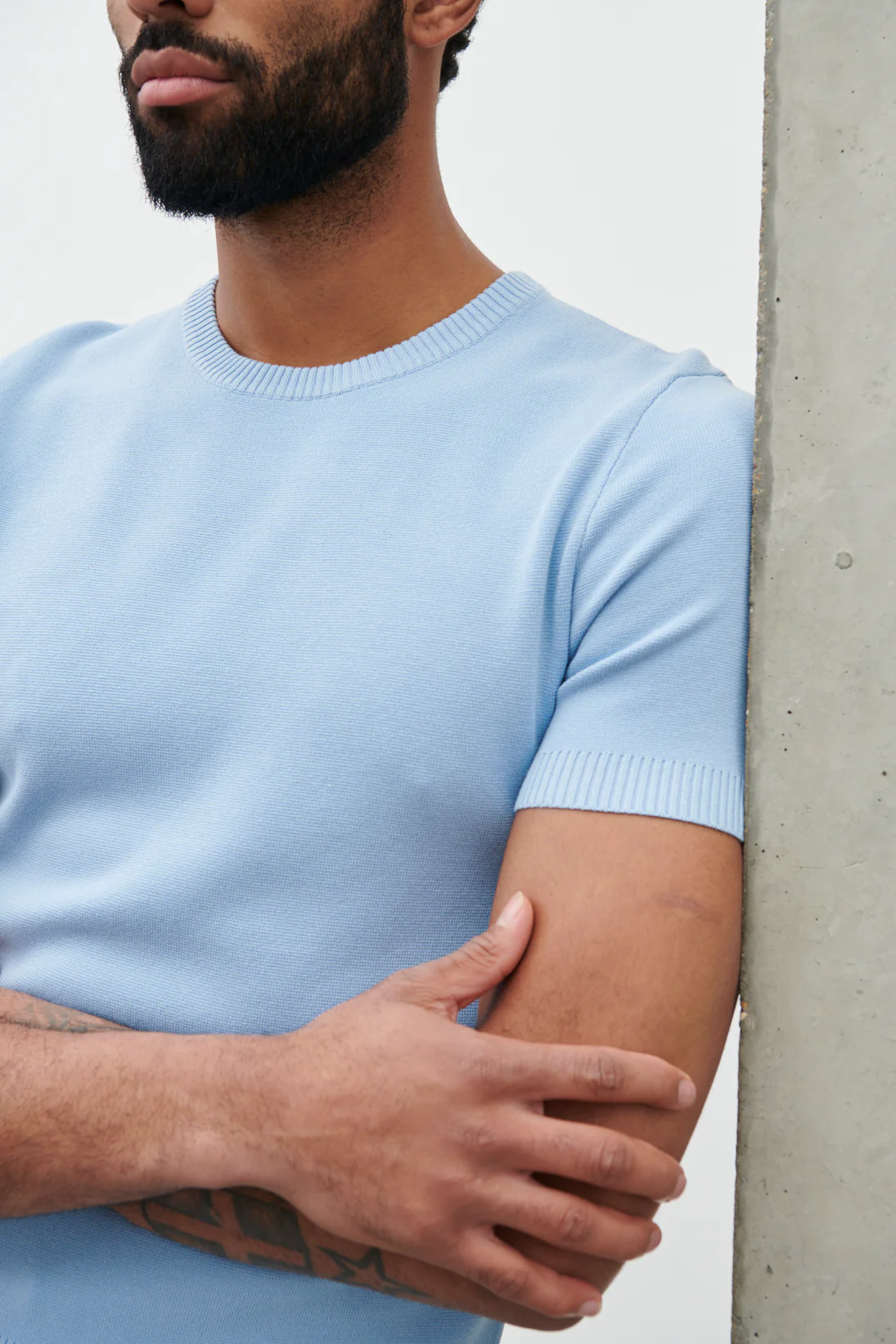 Roman Crew Neck Knit Top - Ice Blue - Image 4