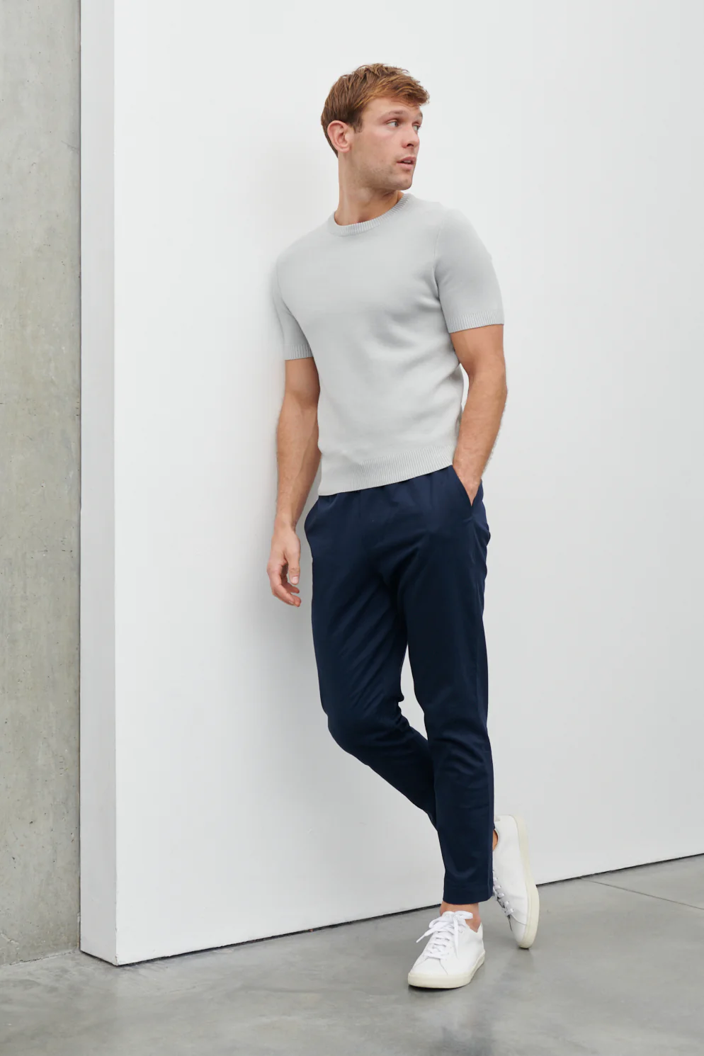 Roman Crew Neck Knit Top - Light Grey - Image 3