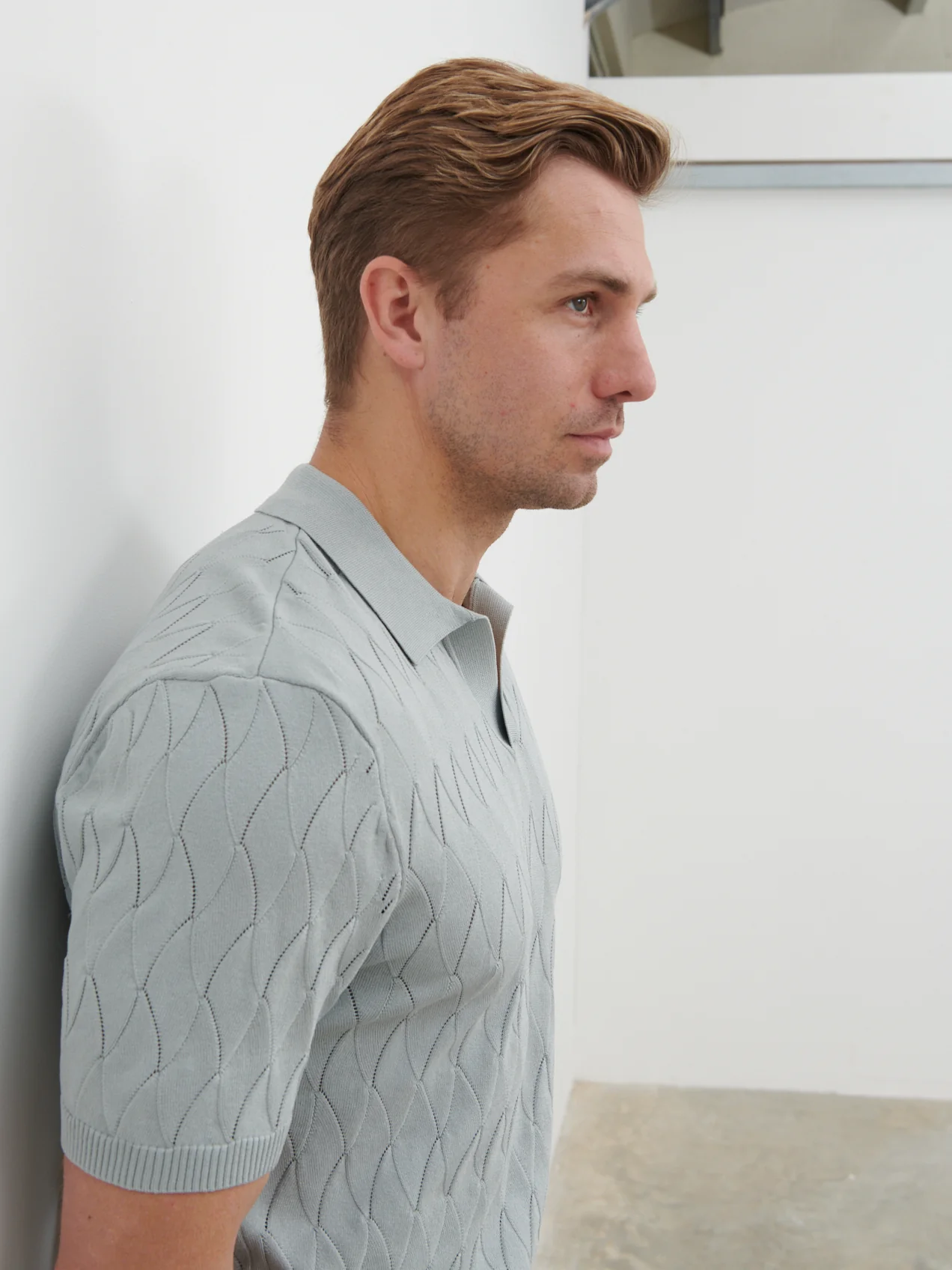 Ryan Knit Polo - Grey Blue - Image 4