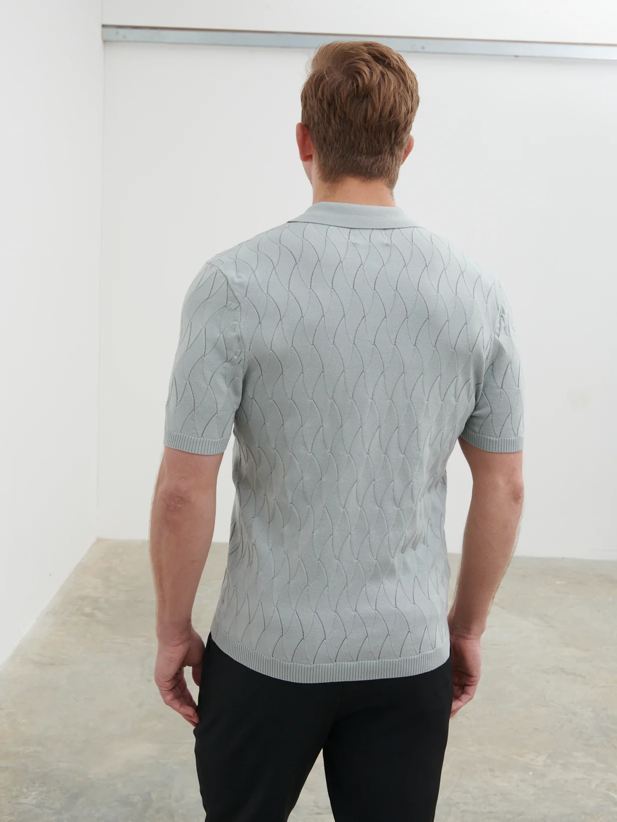 Ryan Knit Polo - Grey Blue - Image 5
