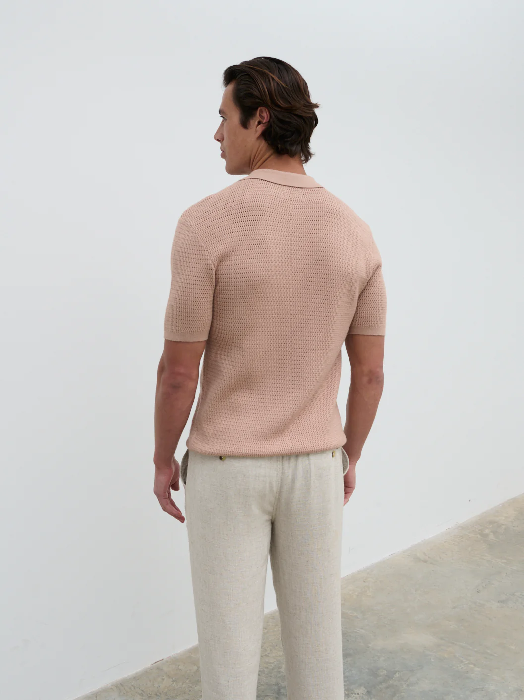 Samuel Short Sleeve Weave Knit Shirt - Terracotta and Clay - Image 3