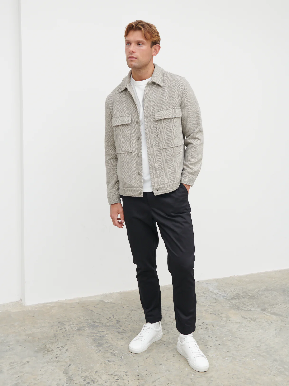 Spencer Herringbone Jacket - Grey and Cream - Image 4