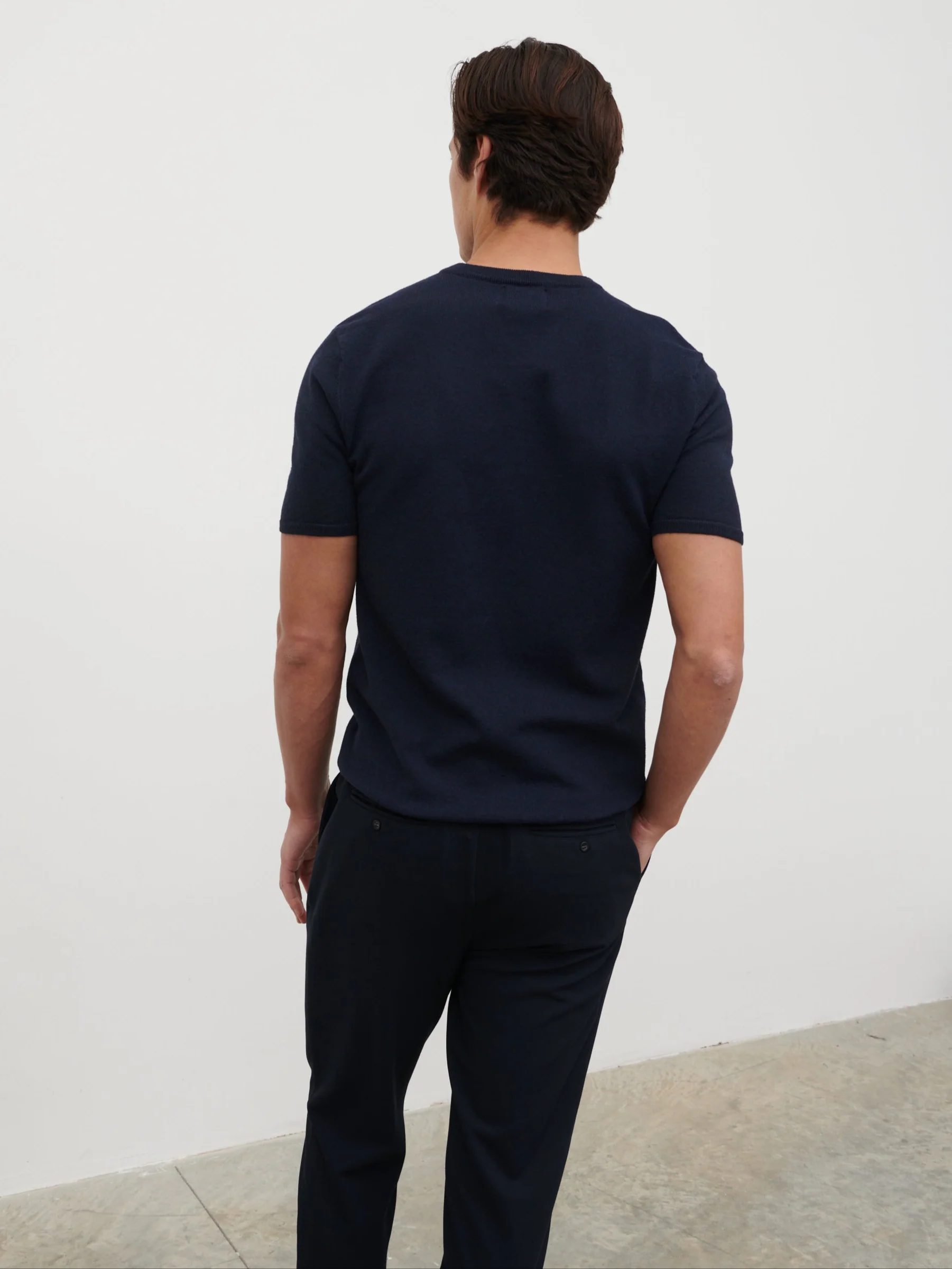 Teddy Lightweight Knit T-Shirt - Navy - Image 3