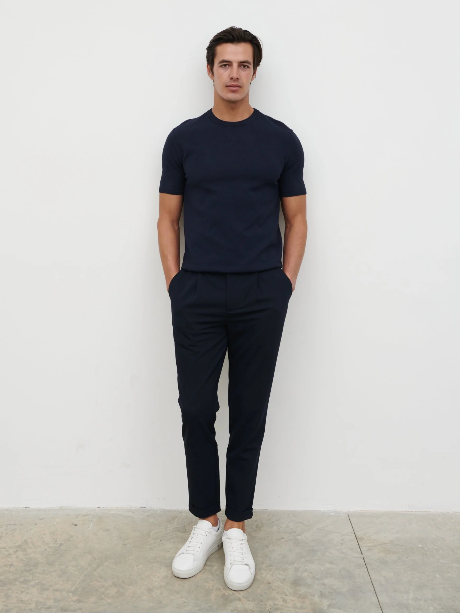 Teddy Lightweight Knit T-Shirt - Navy - Image 4