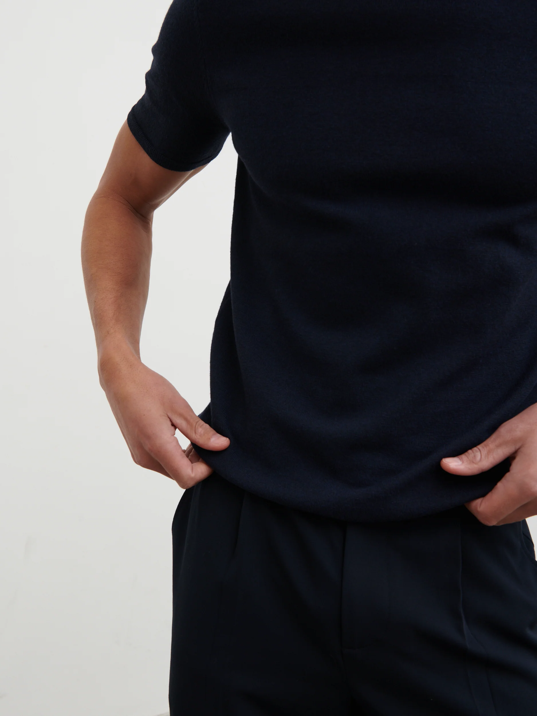 Teddy Lightweight Knit T-Shirt - Navy - Image 5
