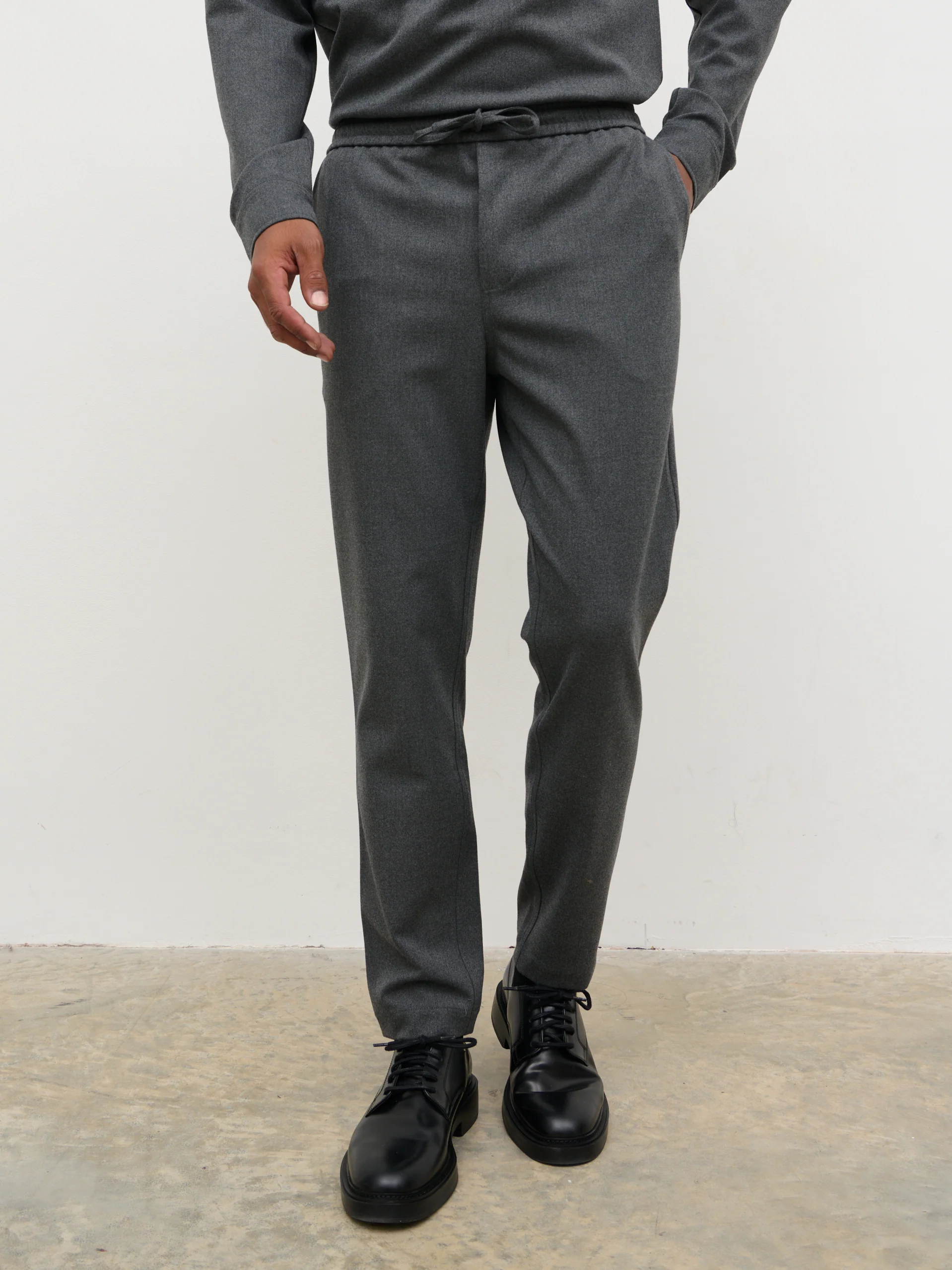 Theodore Drawstring Trousers - Charcoal - Image 6