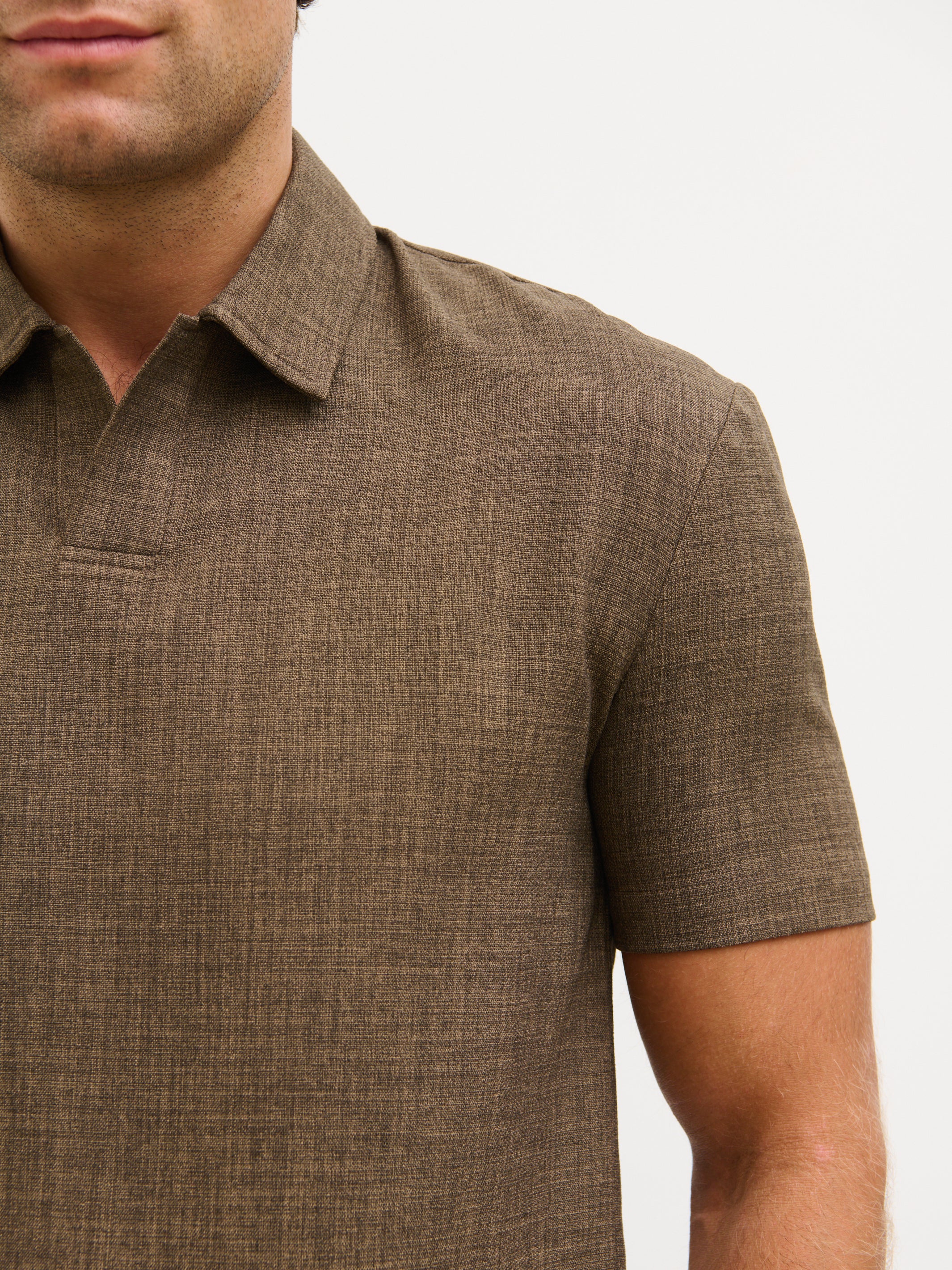 Thorley Textured Polo Top - Brown - Image 3