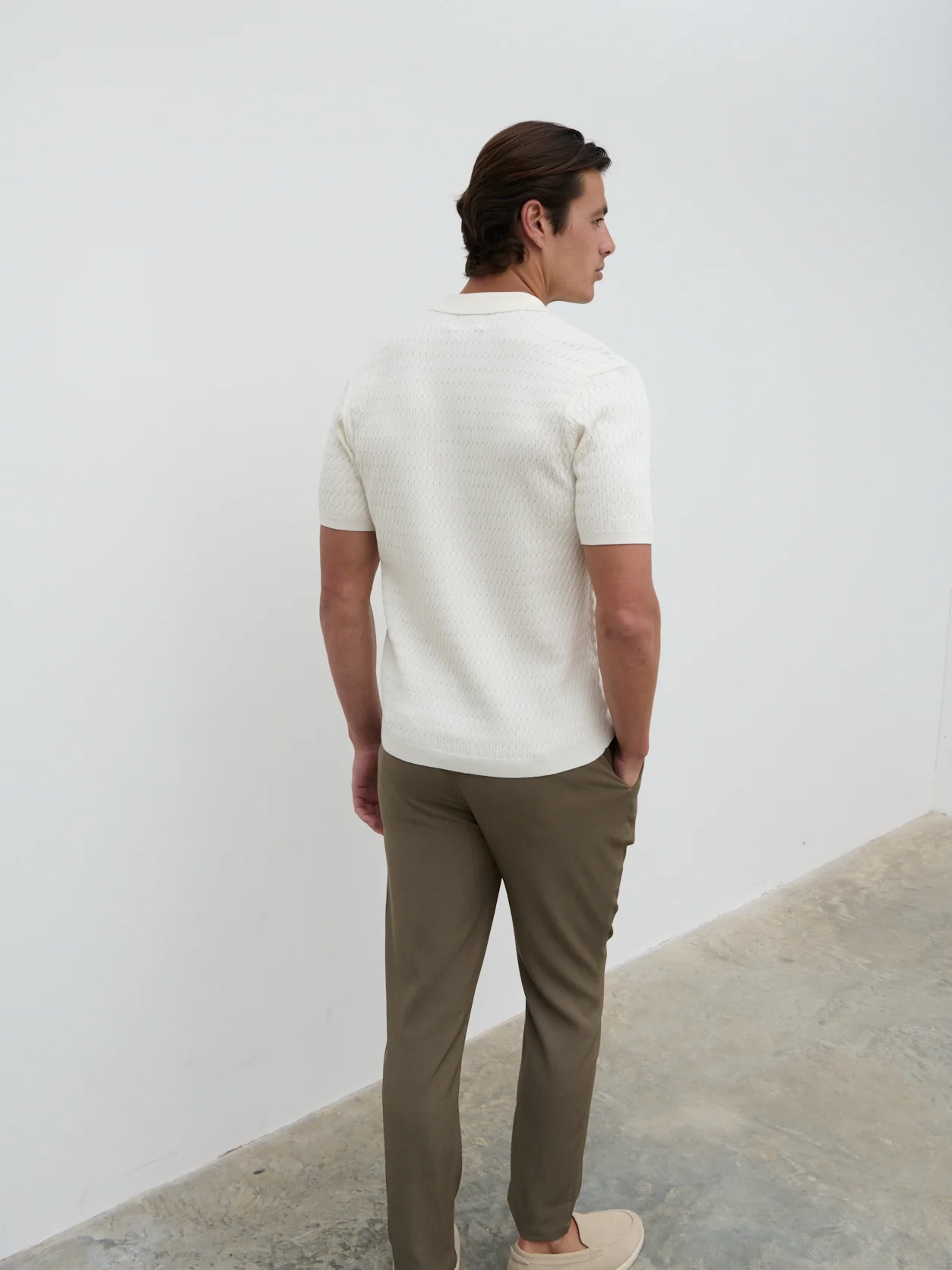 Xander Short Sleeve Cable Knit Shirt - Cream - Image 4